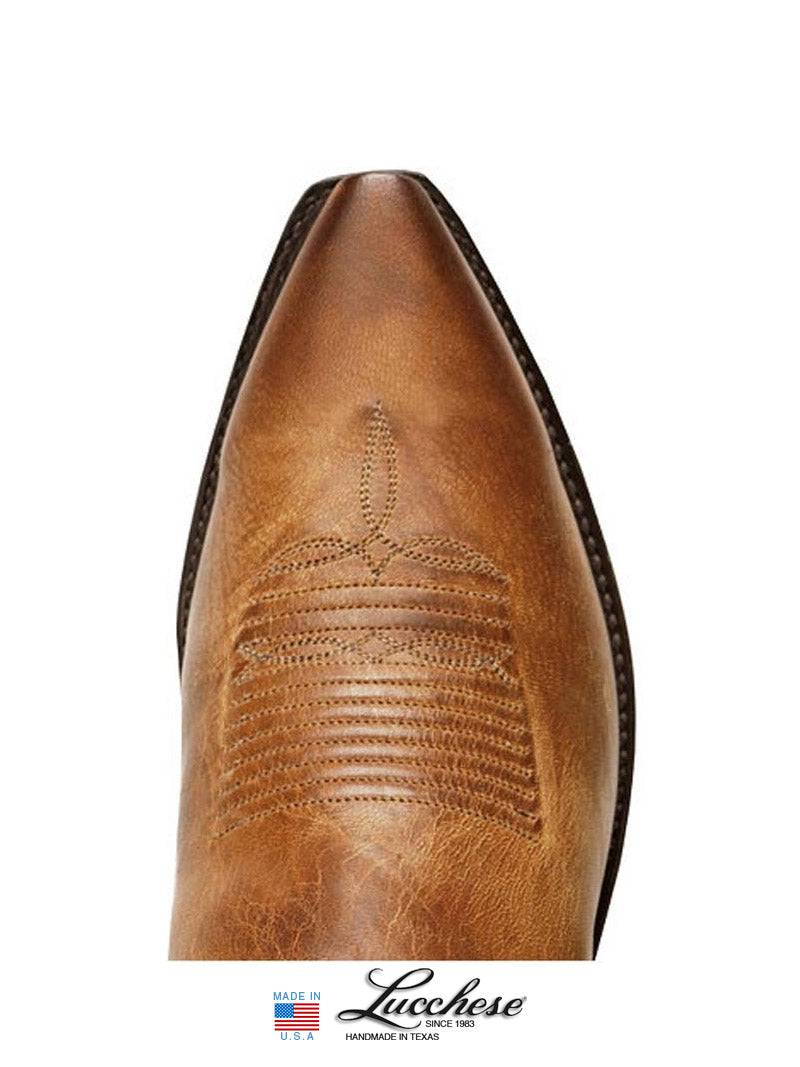 Lucchese N1547.54 Men's CRAYTON Mad Dog Snip Toe Cowboy Boots in Tan - Perfect for Western Rides & Country Events