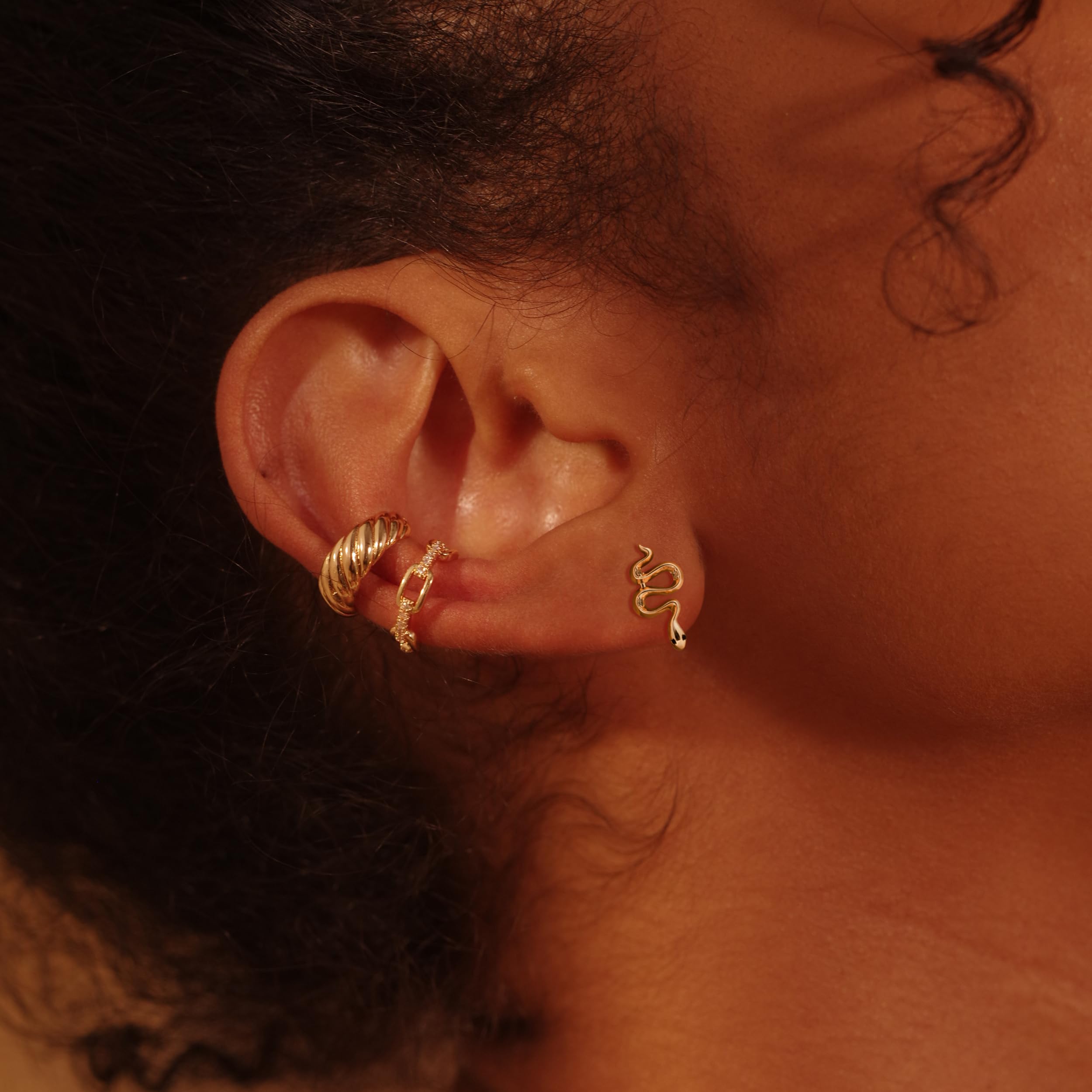 14K Gold Plated Snake Earrings for Women - Boho Dainty Stud Hoop Earrings | Hypoallergenic Handmade Jewelry Gift | Perfect for Date Night, Office Wear & Special Occasions