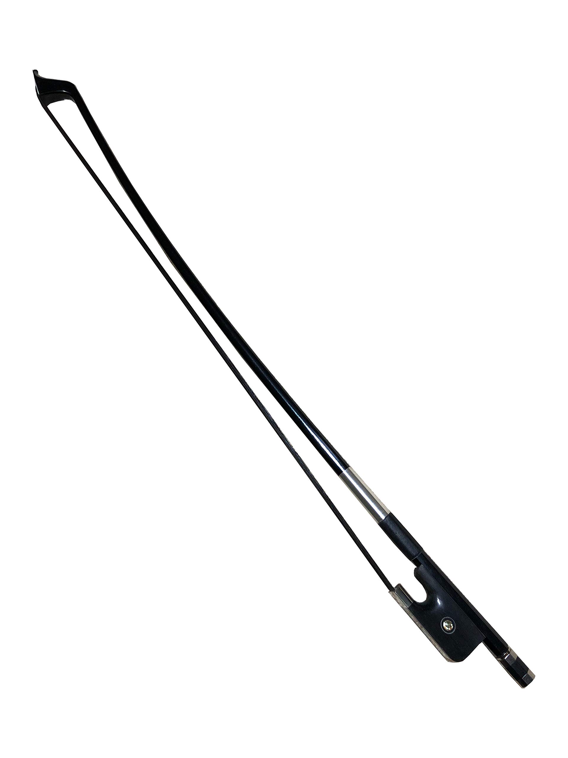 Vio Music® Carbon Fiber Bass Bow with Natural Black Horse Hair - French (4/4) Size for Professional Musicians | Perfect for Orchestral Performances, Studio Recording & Practice Sessions