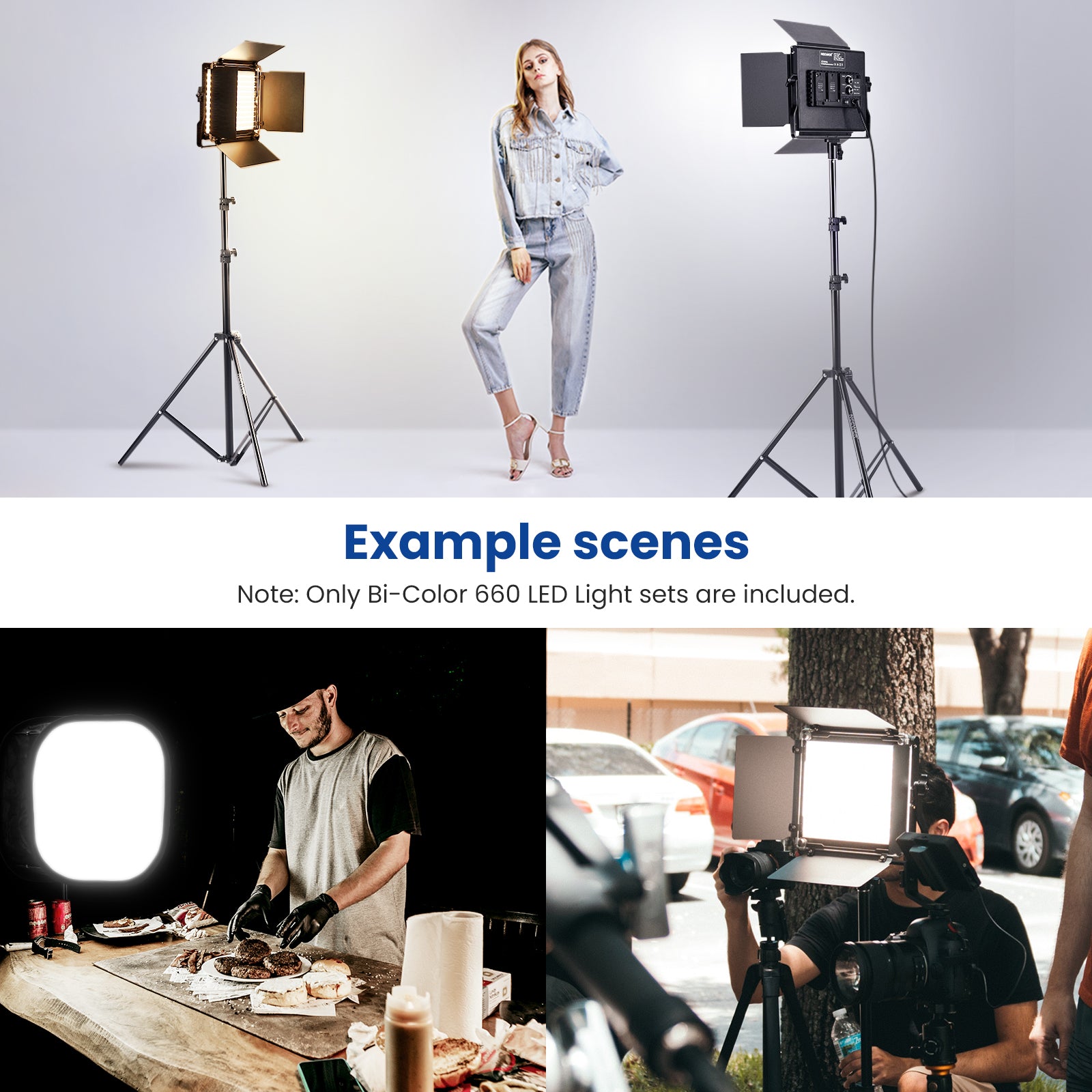 NEEWER 2 Pack NL660 Bi-Color 660 LED Video Light with Stand Kit - Professional Lighting for YouTube, Photography, Live Streaming & Studio Production