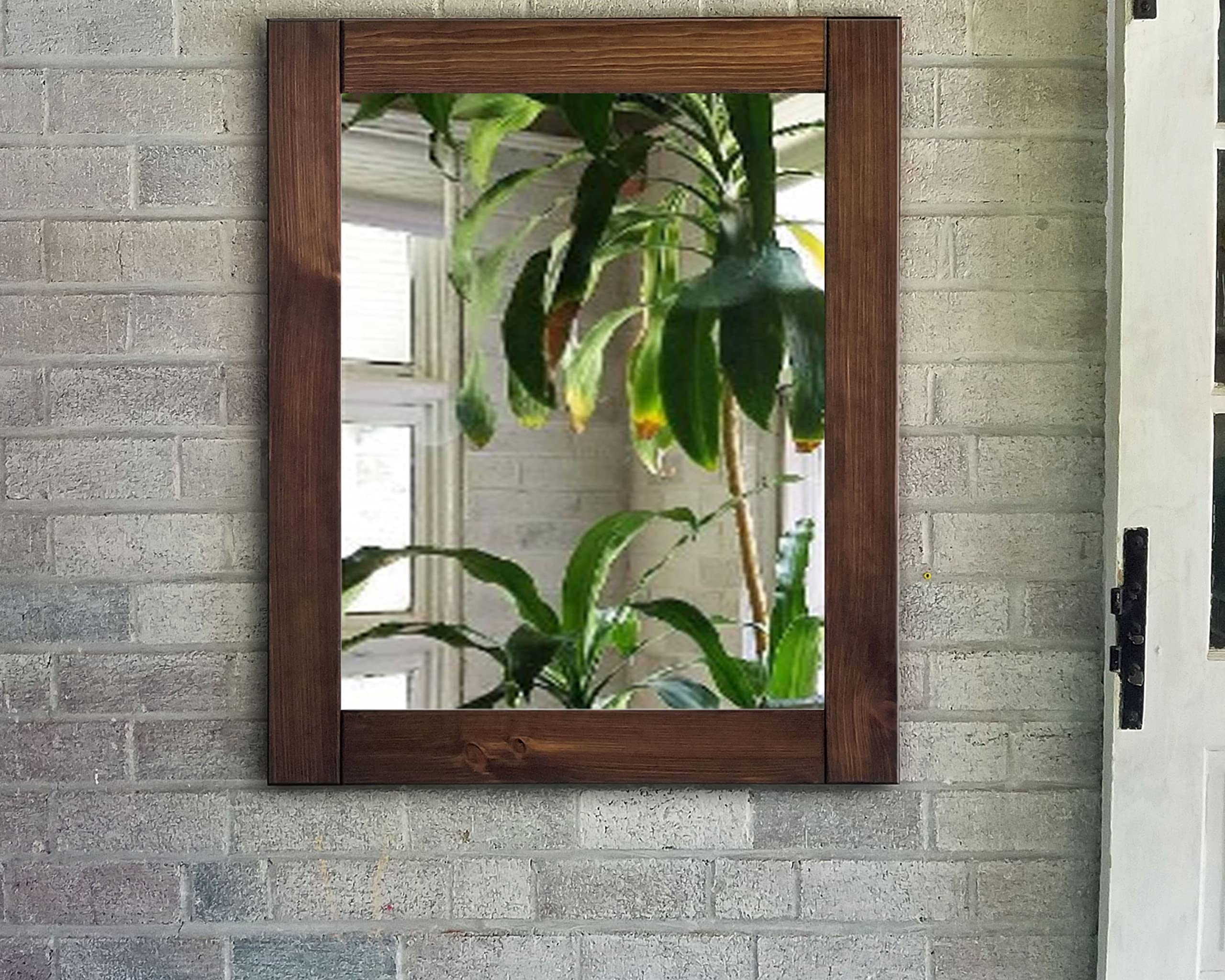 Handmade Rustic Wood Framed Wall Mirror - Natural Farmhouse Decor in 5 Sizes & 20 Stain Colors (Shown in Special Walnut) - Perfect for Entryway, Living Room, Bedroom & Bathroom Decor