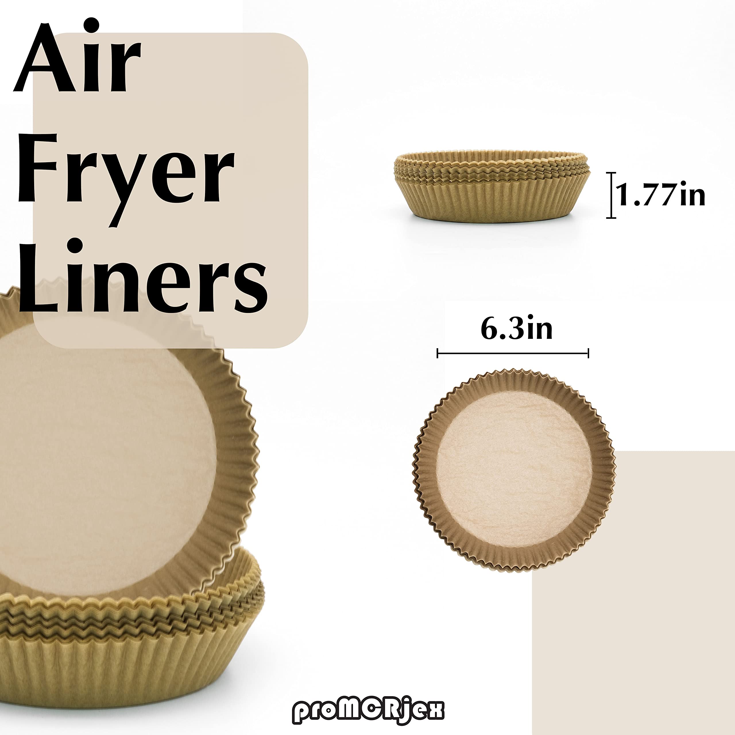 100pcs 6.3 Inch Round Air Fryer Disposable Paper Liners - Non-Stick Parchment Baking Sheets for 2-5 QT Air Fryers - Perfect for Roasting, Baking & Healthy Cooking at Home