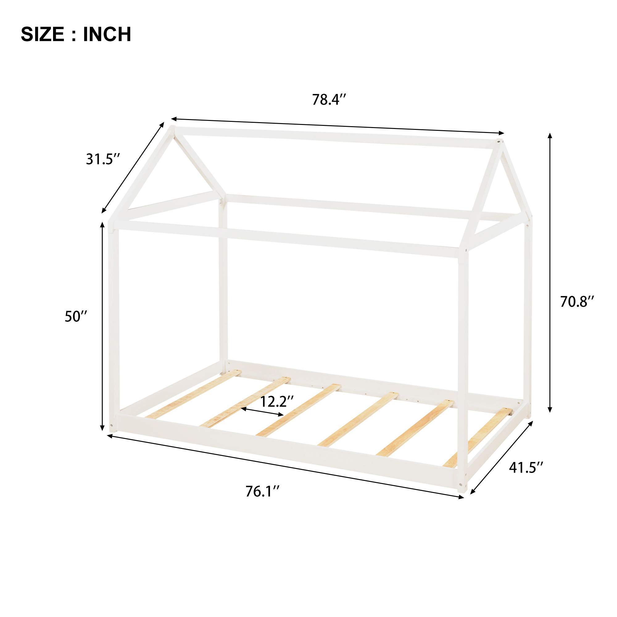 Harper & Bright Designs Solid Wood Twin House Bed for Kids & Toddlers - No Box Spring Needed - White - Perfect for Nursery, Bedroom & Playroom Decor