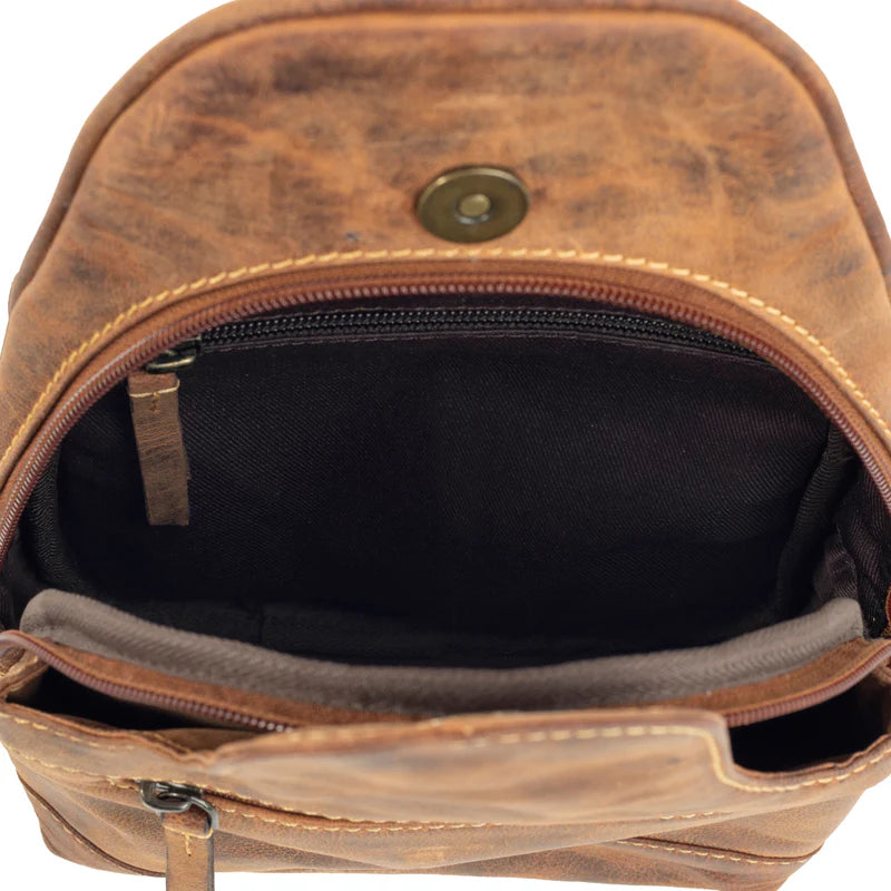 Western Fork Sling Bag in Camel - Crossbody Chest Bag for Men & Women - Perfect for Hiking, Travel, and Everyday Use
