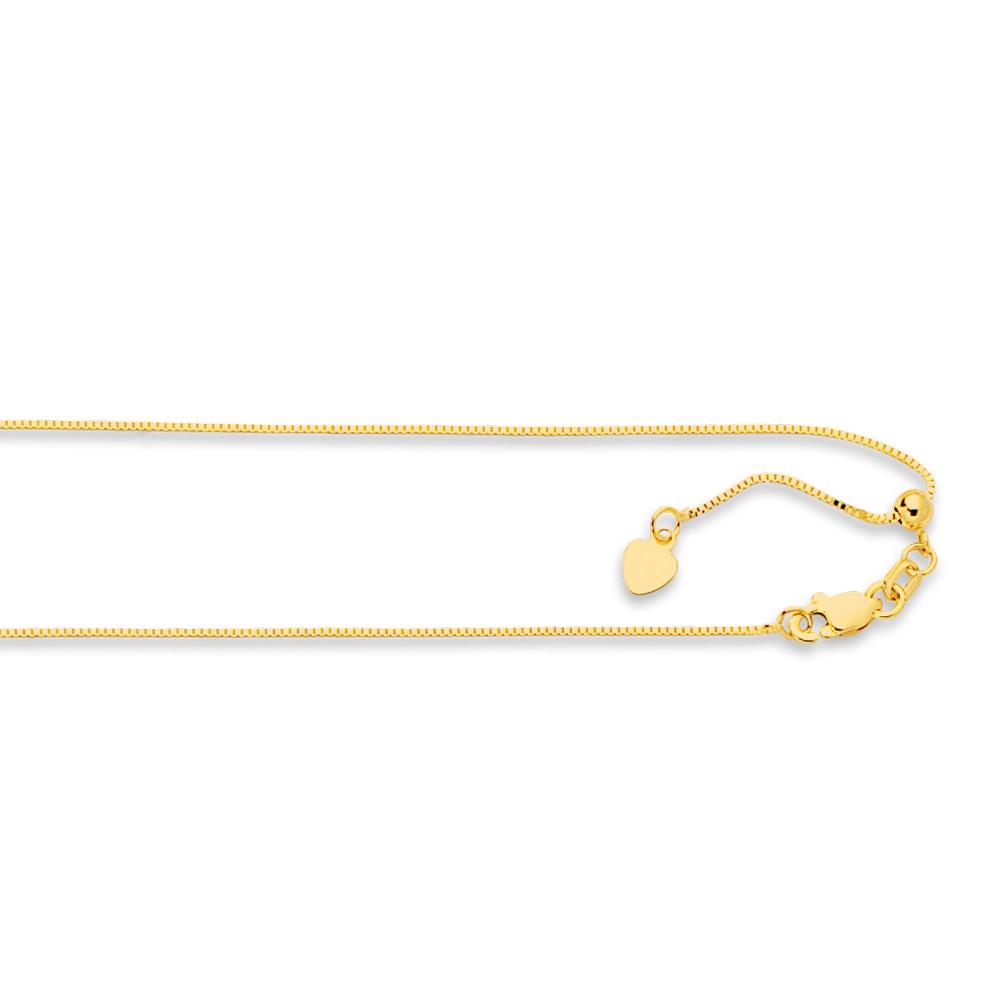 14K Gold 0.68mm Adjustable Box Chain Necklace - Dainty & Elegant Jewelry for Women - Perfect for Layering, Gifts & Everyday Wear
