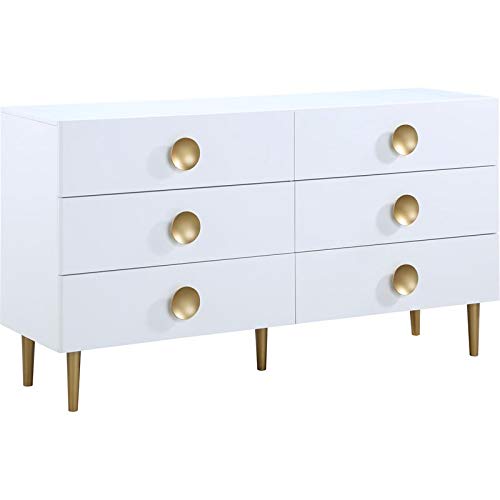 Modern White Dresser with Brushed Gold Legs - Zayne Collection 60