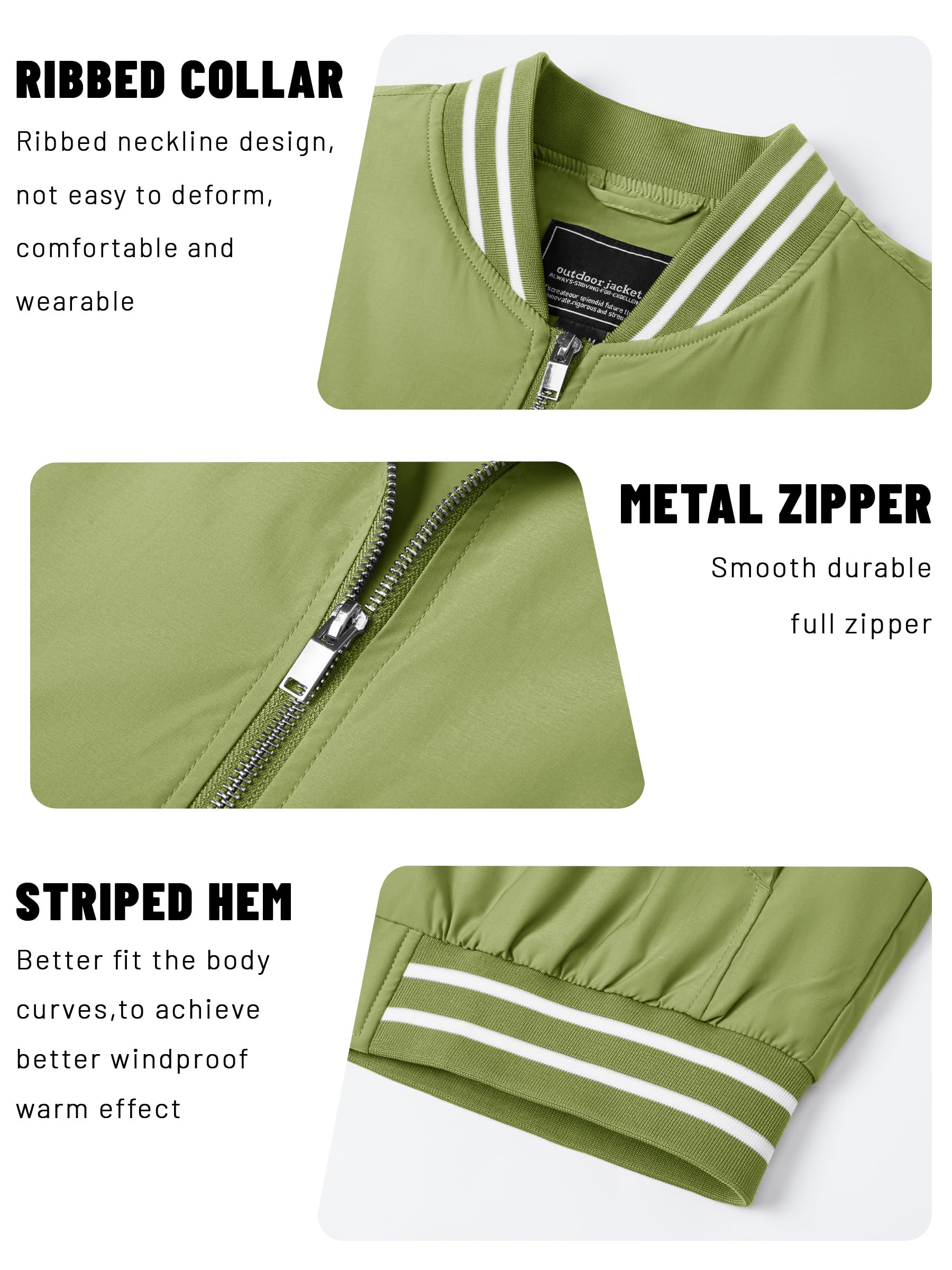 TACVASEN Men's Lightweight Jacket - Windproof Bomber Jacket with Zipper & Pockets for Spring/Fall | Casual Outerwear for Hiking, Travel & Everyday Wear
