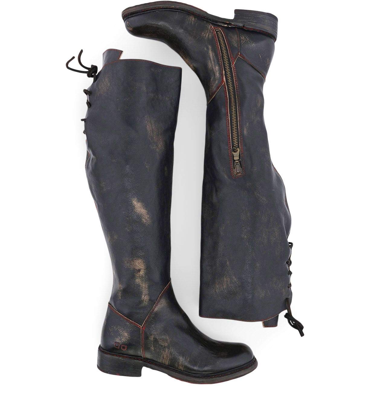 Bed|Stu Manchester Wide Calf Black Leather Boots for Women - Size 8 M - Comfortable & Stylish for Casual Wear, Work & Outdoor Activities