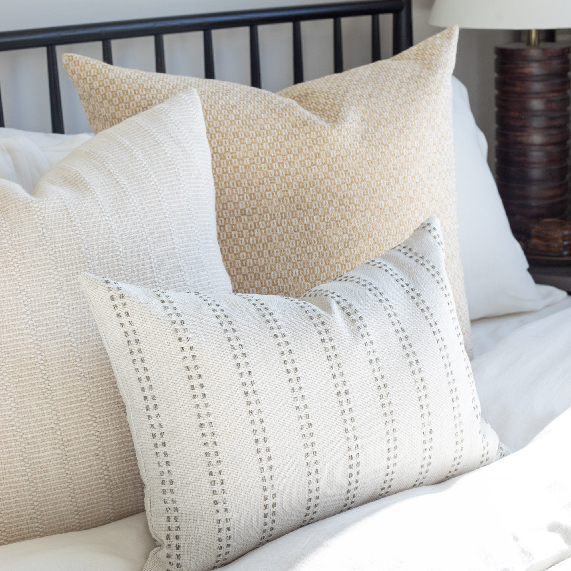 Elodie Stripe 14x20 Lumbar Pillow - Soft Felt Support Cushion for Sofa, Bed & Office Chair - Decorative Throw Pillow for Living Room, Bedroom & Home Decor