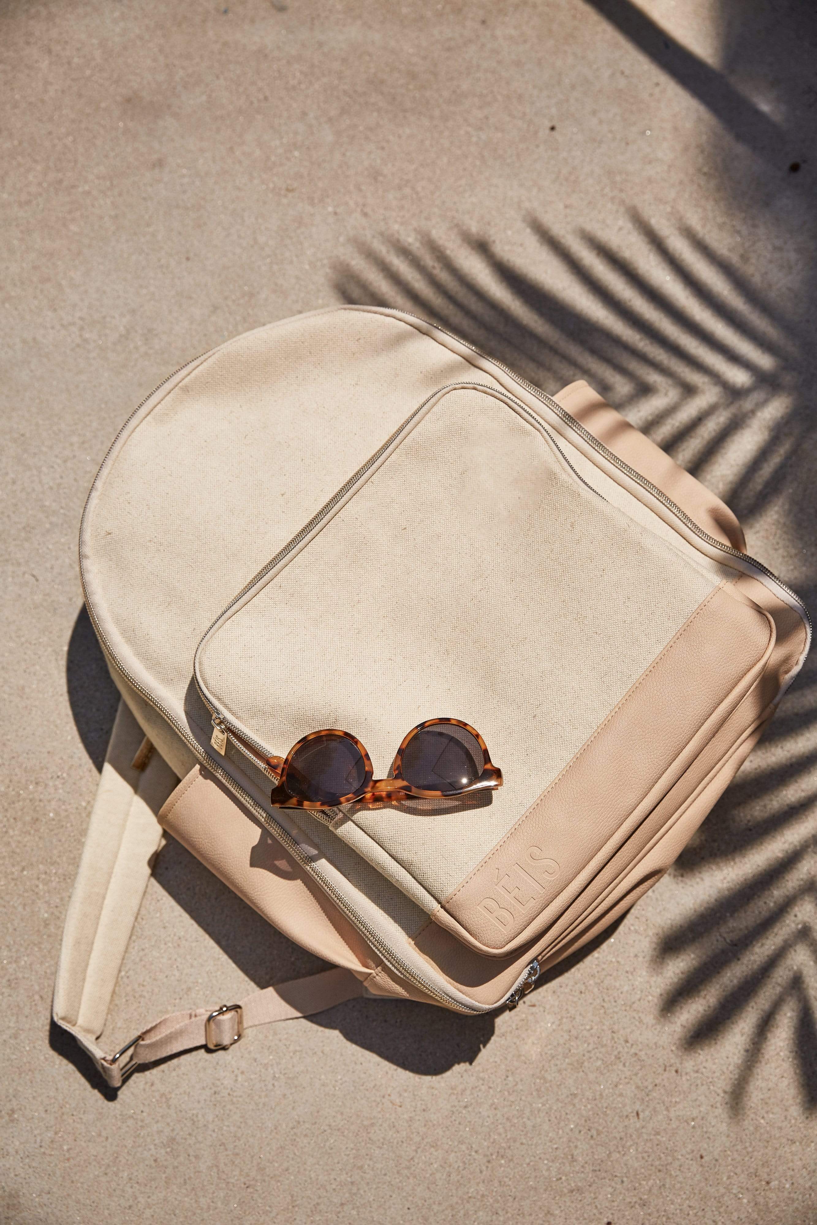 Premium Beige Travel Backpack - Lightweight Durable Carry-On Backpack for Men & Women - Perfect for Airplane, Hiking, Business & Weekend Getaways