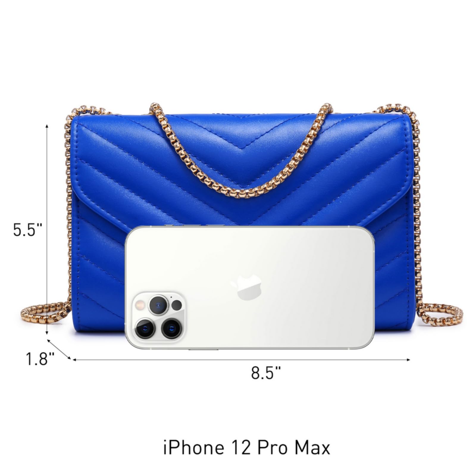 Dasein Women's Small Quilted Crossbody Bag - Stylish Designer Evening Clutch Purse with Chain Shoulder Strap for Parties, Date Night & Special Occasions
