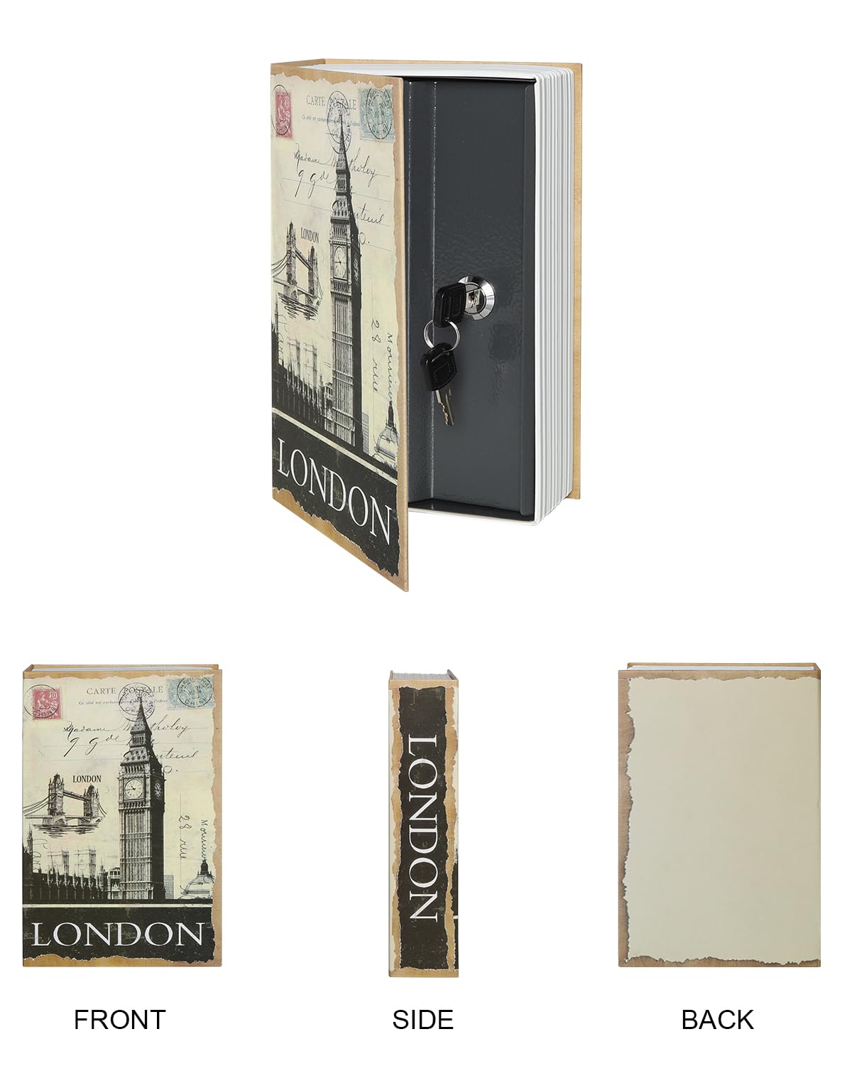 Lovndi Diversion Book Safe with Key Lock - Hidden Secret Storage Box for Money, Jewelry & Valuables - 9.5 x 6.2 x 2.2 Inch Home Office Security Safe - Perfect for Bedroom, Bookshelf or Travel Use