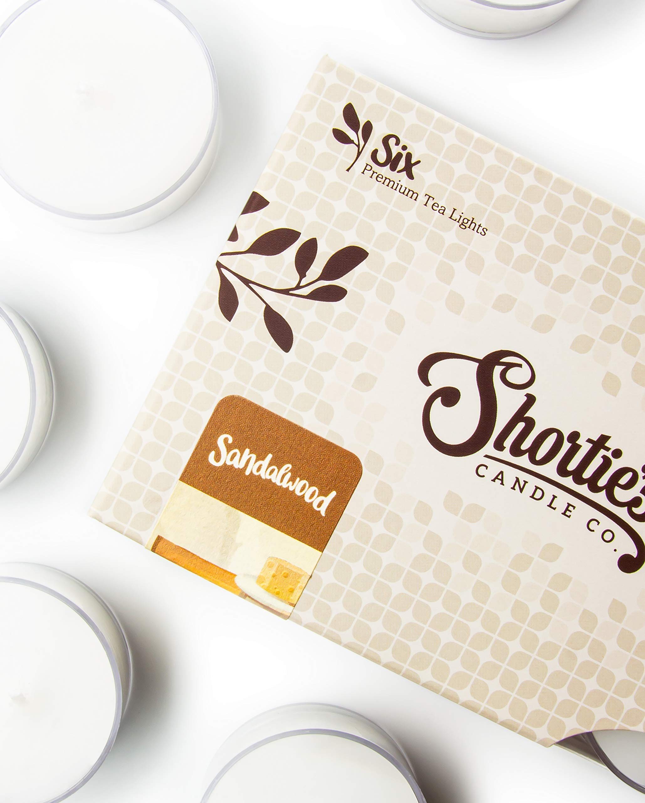 Premium Sandalwood Scented Tealight Candles - 100% Natural Essential Oils - 6-Pack White Tea Lights - Handmade in USA - Incense & Earth Collection - Perfect for Meditation, Yoga, Spa & Home Aromatherapy