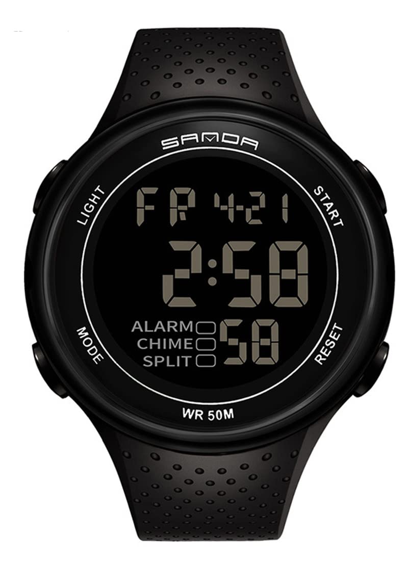 Men's Digital Sports Watch - Large Face Easy Read Waterproof Alarm Chronograph for Outdoor Running, Hiking & Fitness Activities