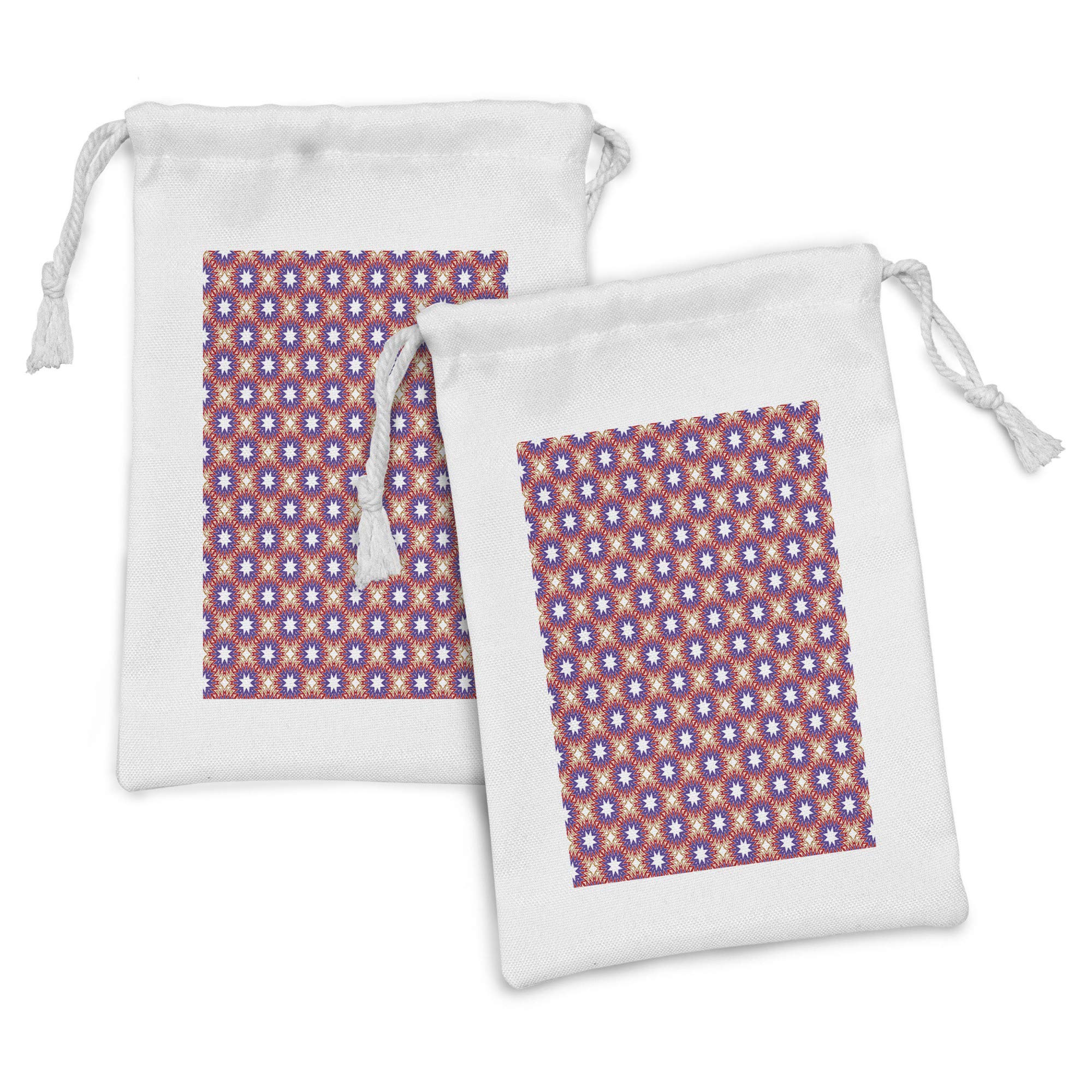 Ambesonne Geometric Fabric Pouch Set of 2 - Octagonal Star Pattern Drawstring Bags for Toiletries, Travel Essentials & Party Favors (9
