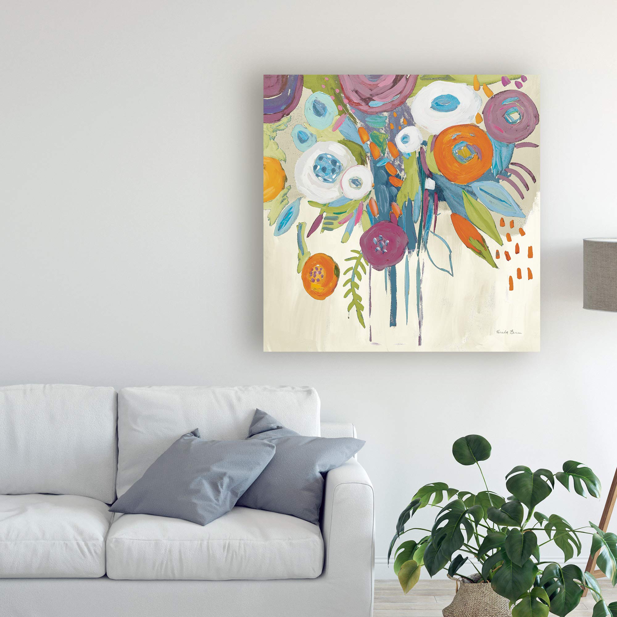 Trademark Fine Art Midnight Magic Autumn by Farida Zaman - 18x18 Inch Framed Canvas Wall Art - Perfect for Living Room, Bedroom & Office Decor