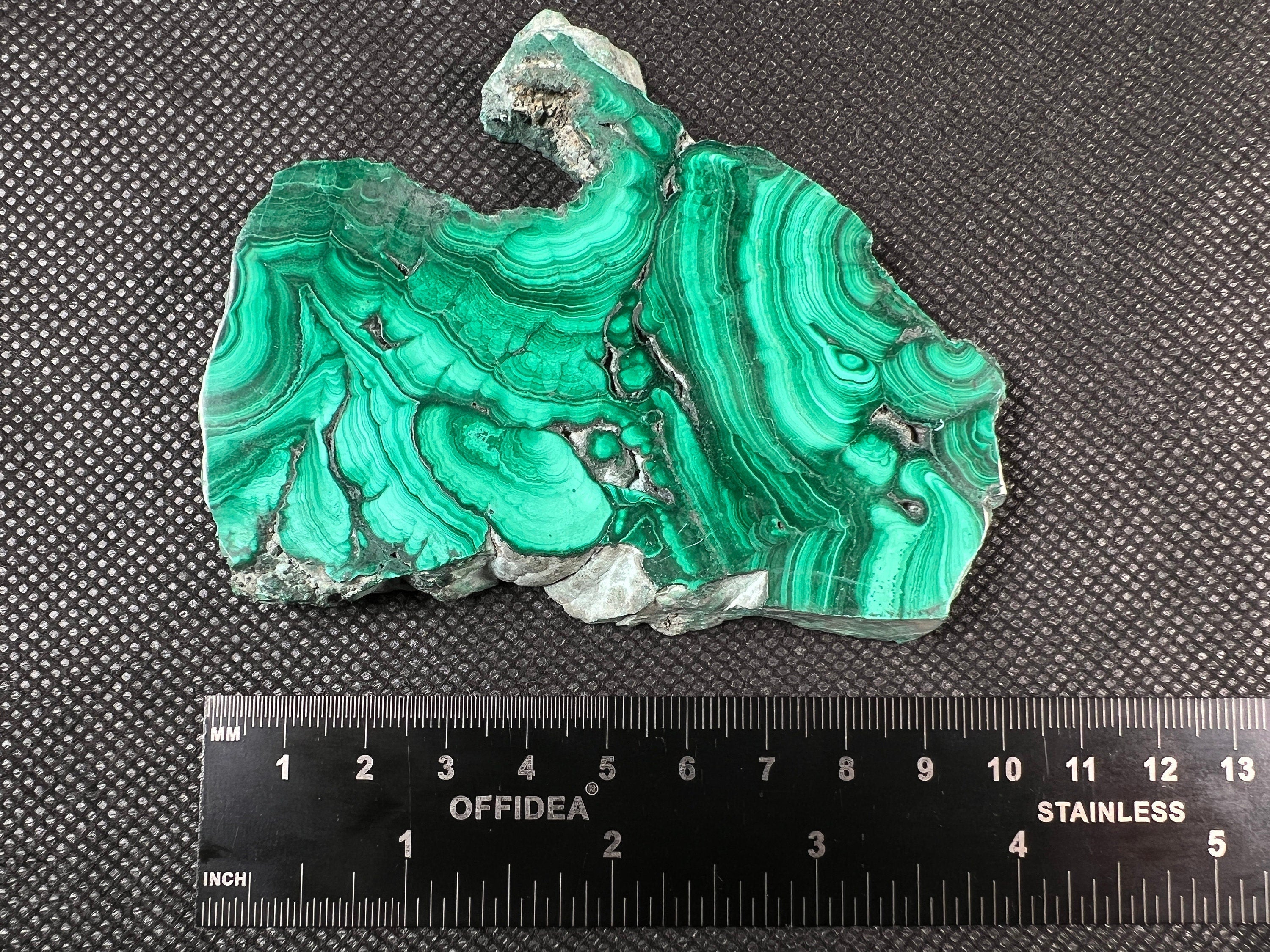 Natural Green Malachite Crystal Slab - Premium Polished Stone for Jewelry Making, Unique Spiritual Gift, Home & Office Decor - Perfect for Meditation, Healing Crystals Collection & Feng Shui Display