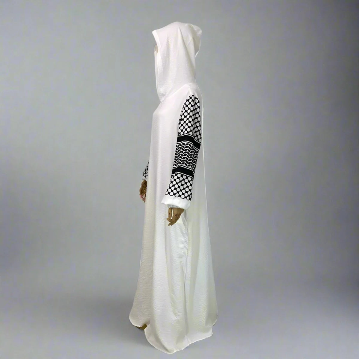Stylish Keffiyeh Abaya Dress with Hood & Pockets - Modest Islamic Fashion for Women - Perfect for Prayer, Travel & Everyday Wear