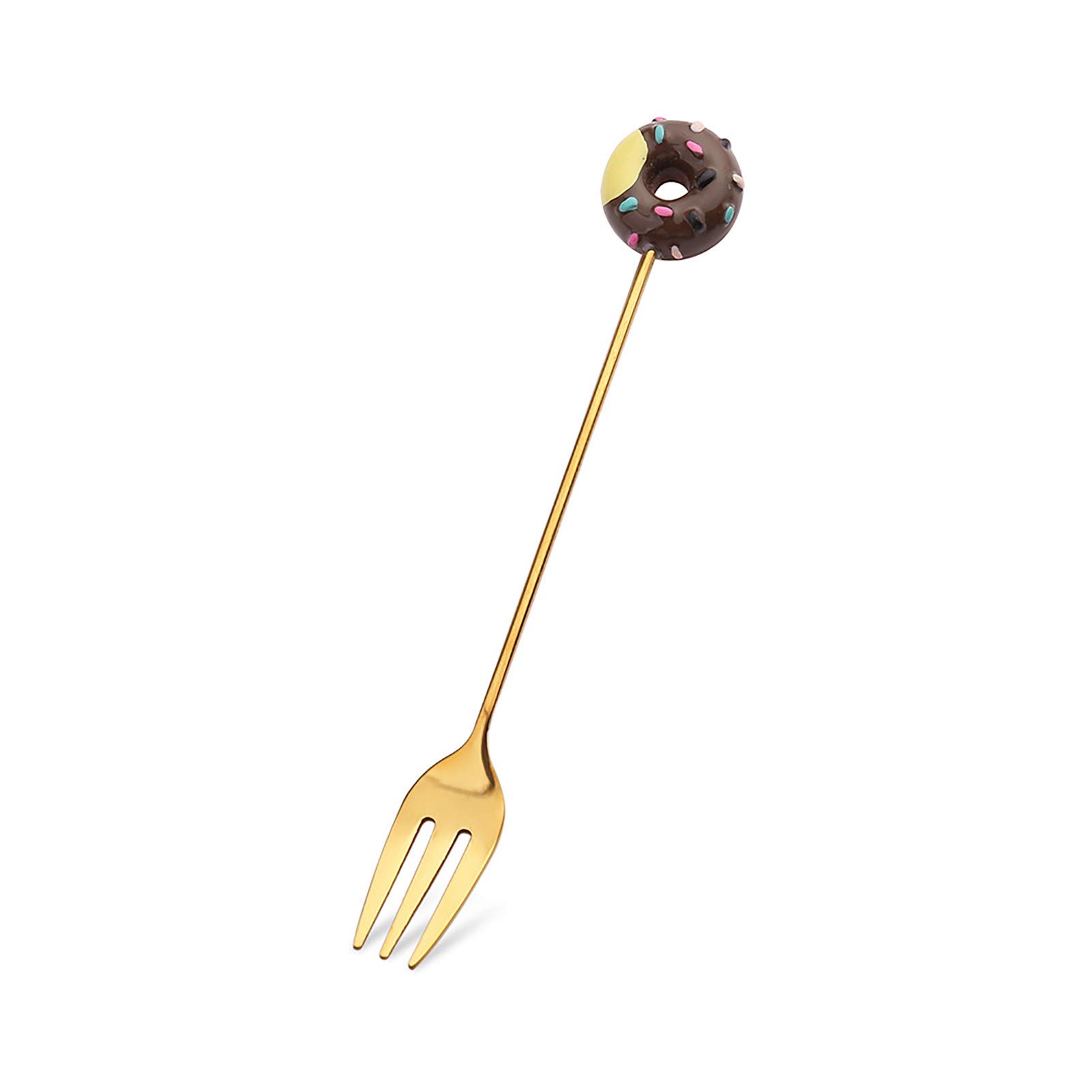 Stainless Steel Cartoon Kids Spoon and Fork Set - Cute Donut Design for Dessert, Coffee, and Snacks - Perfect for Toddlers, Travel, and Picnics