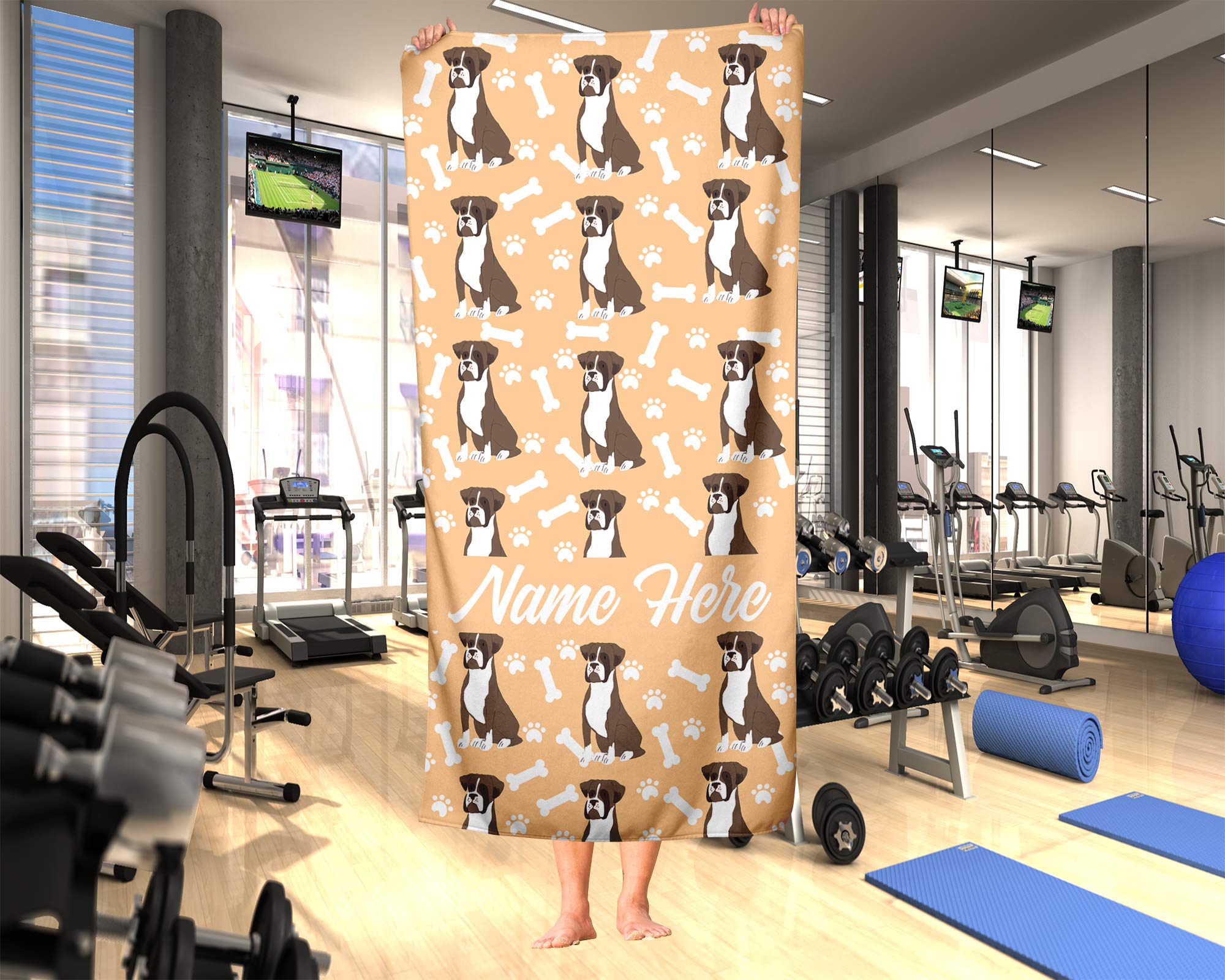 Custom Personalized Boxer Face Beach & Bath Towels - Large & Medium Sizes for Adults & Kids - Soft Absorbent Quick-Dry Towels for Travel, Pool, Gym, Spa & Home Use