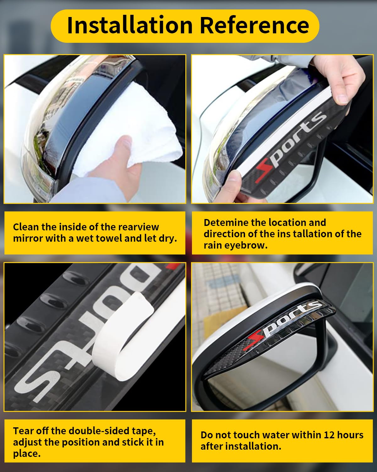 Carbon Fiber Side Mirror Rain Guards (2PCS) - Universal Fit for Cars, Trucks & SUVs - Waterproof Rearview Mirror Visors for Enhanced Driving Visibility in Rainy Weather