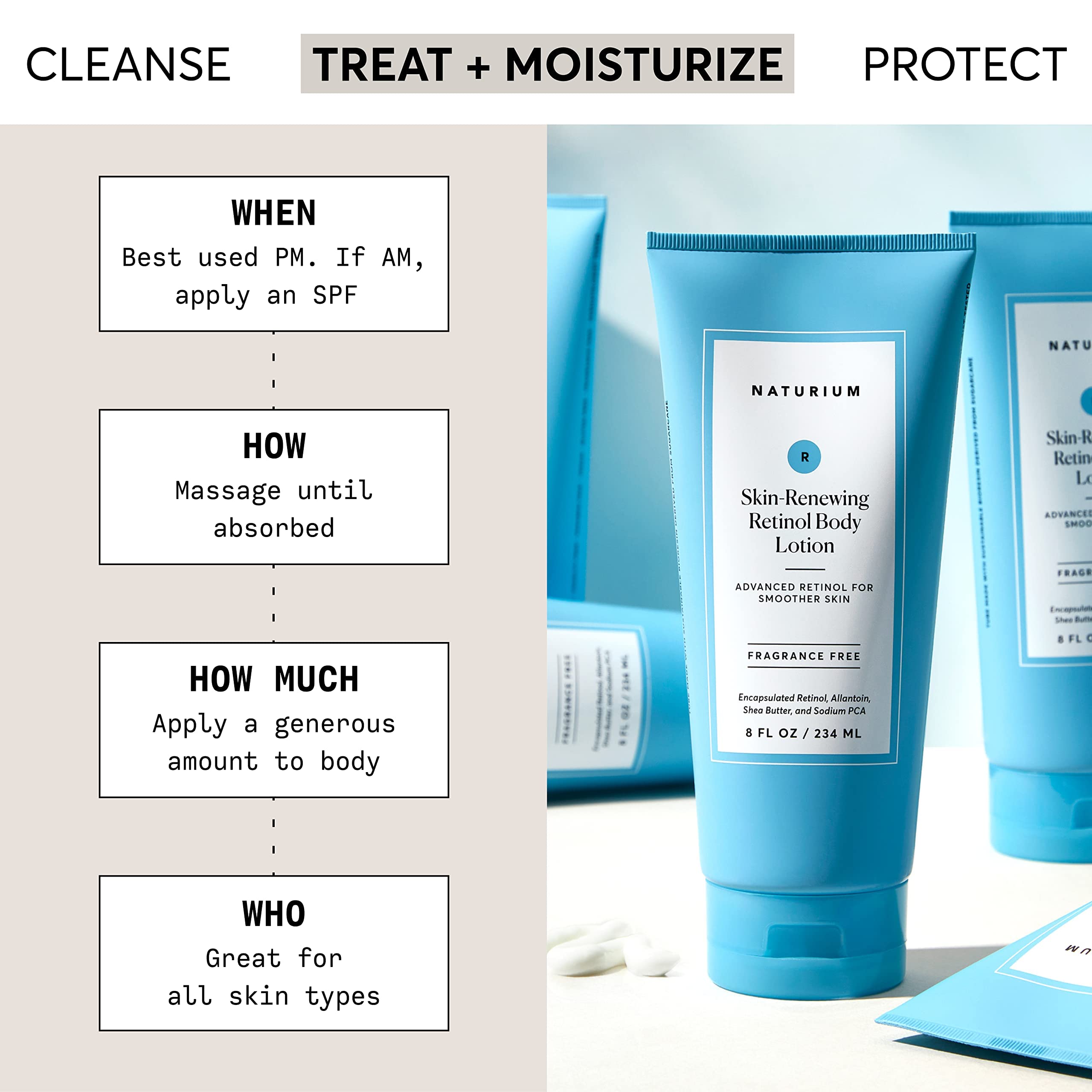 Naturium Retinol Body Lotion for Skin Renewal - Anti-Aging Firming Moisturizer with Encapsulated Retinol & Shea Butter - 8 oz - Perfect for Nighttime Skin Care & Dry Skin Relief