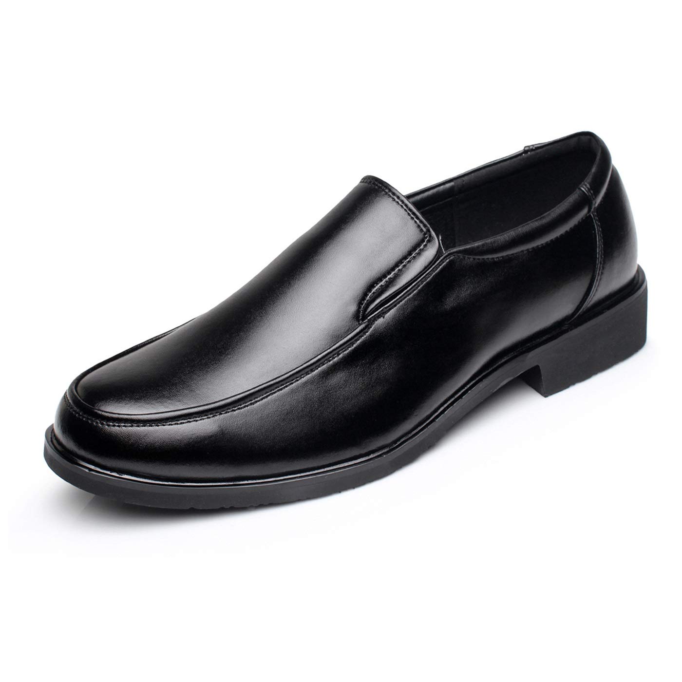 Men's Genuine Leather Oxford Dress Shoes - Slip On Round Toe Cowhide Formal Shoes with Anti-Slip Rubber Sole for Business, Office & Special Occasions | Comfortable Work Shoes for Professionals & Daily Wear
