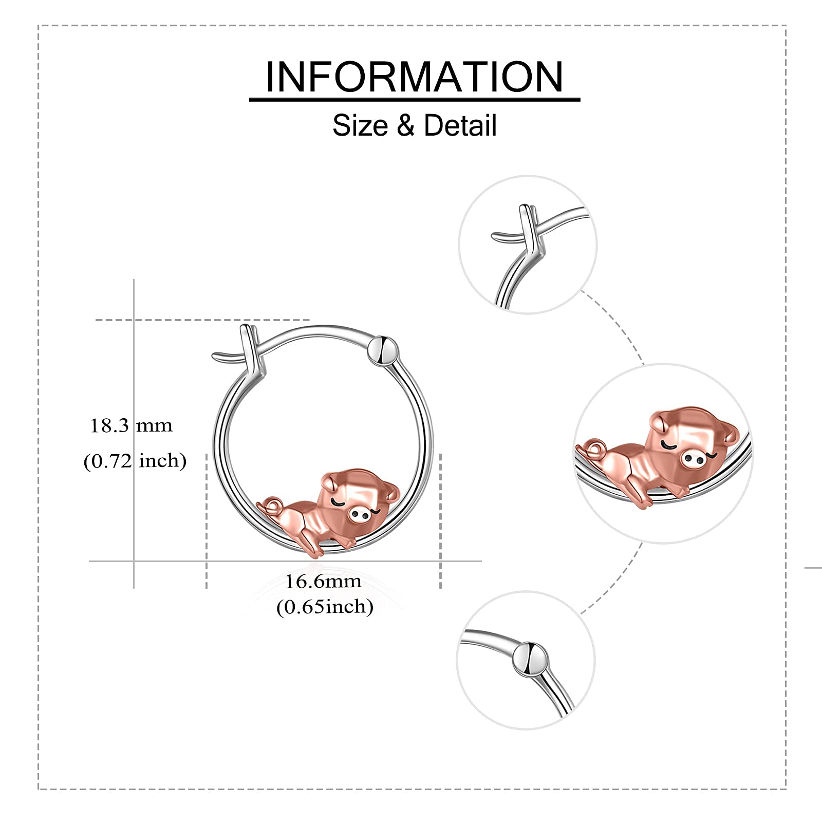925 Sterling Silver Origami Pig Necklace & Earrings Set for Women | ONEFINITY Cute Animal Jewelry | Gift for Her, Birthday, Anniversary, Valentine's Day