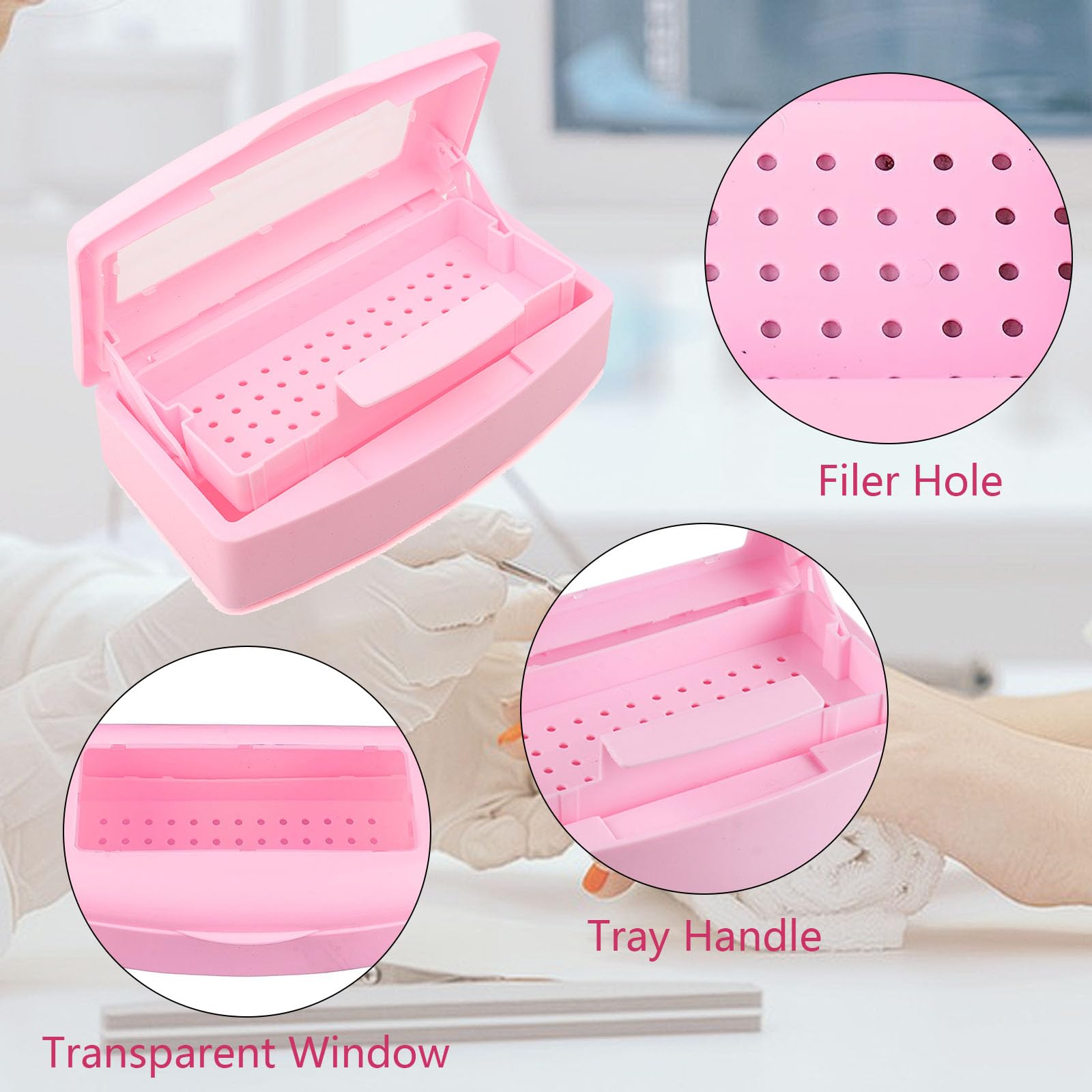 Professional Nail Tool Sterilizer Tray - Pink Plastic Sterilizing Box for Lash Tweezers & Esthetician Supplies | Salon Hygiene Must-Have for Nail Techs & Beauty Professionals | Perfect for Sanitizing Tools Between Clients