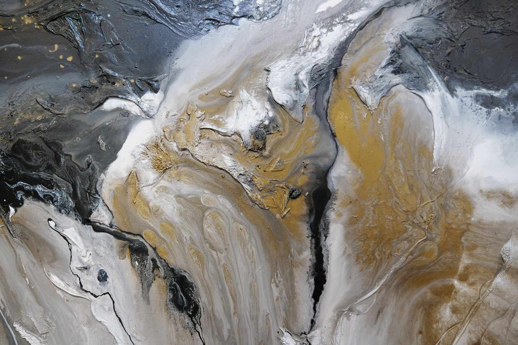 Black Gold Textured Abstract Canvas Painting 75