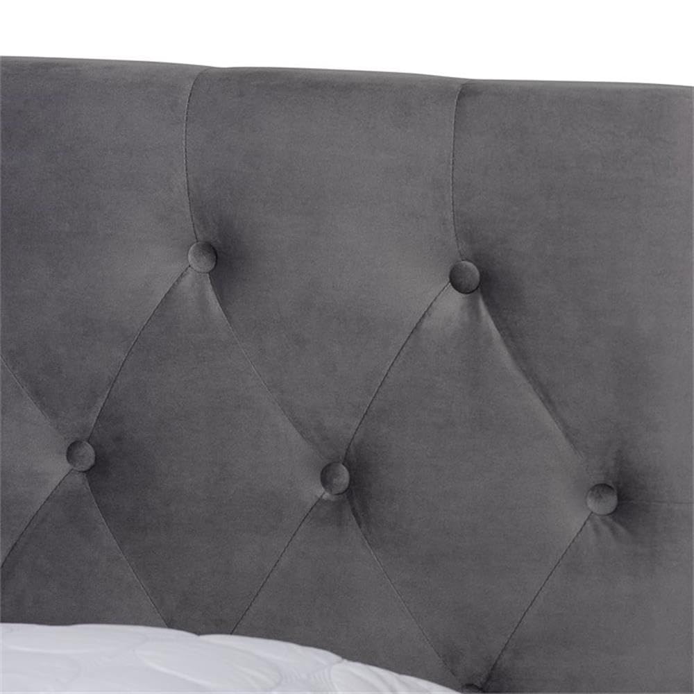 Baxton Studio Caronia Modern Grey Velvet Upholstered Queen Platform Storage Bed with 2 Drawers - Perfect for Small Bedrooms & Guest Rooms