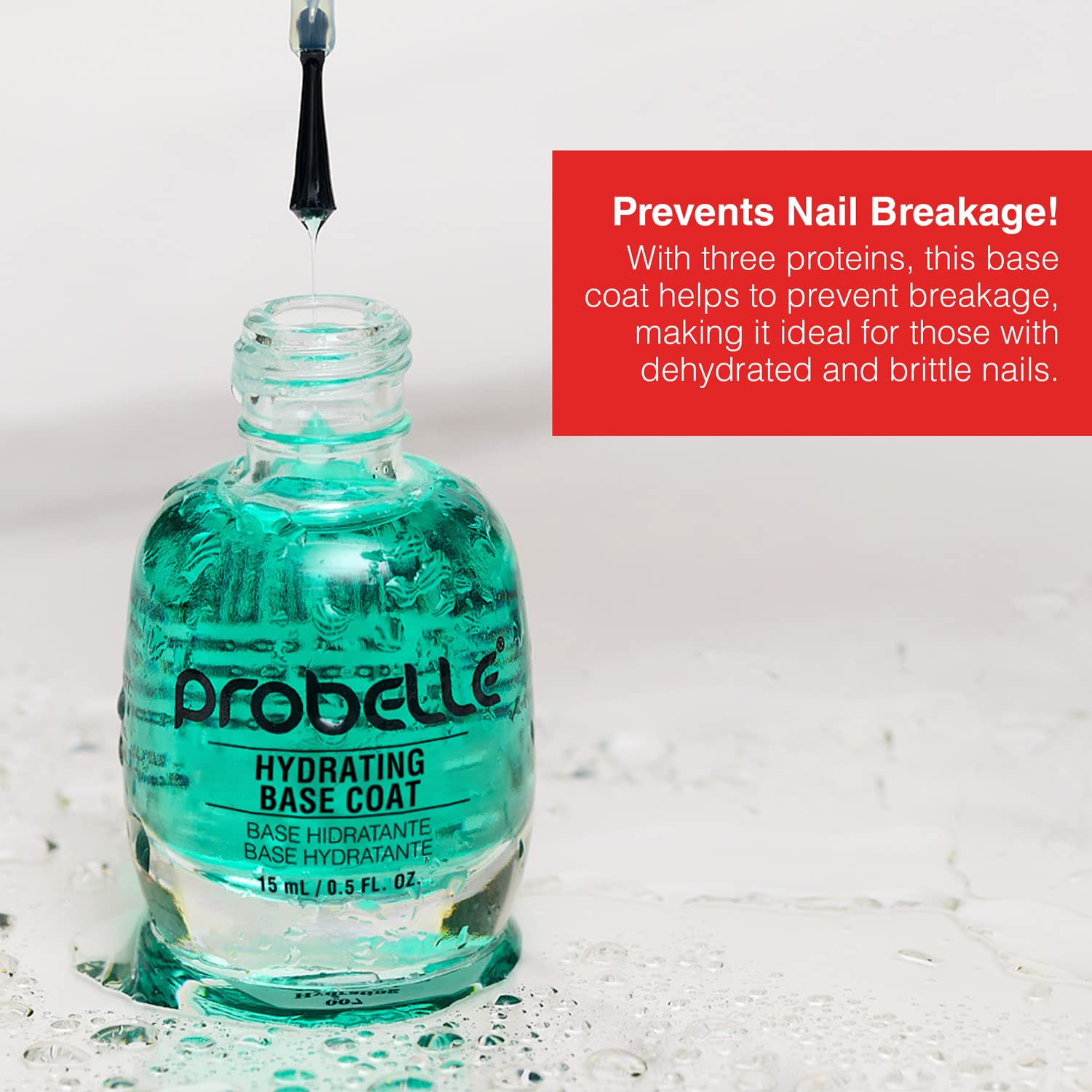Probelle Hydrating Base Coat for Dry & Brittle Nails - Nail Moisturizer with Healthy Glow | Nourishes, Soothes & Extends Polish Life | Perfect for Dehydrated, Rough, Breaking Nails | At-Home Manicures & Professional Salon Use