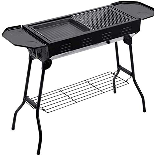 Premium Cast Iron Charcoal Grill for Outdoor Cooking - Large BBQ Grill with Shelf for Picnics, Camping, and Backyard Gatherings