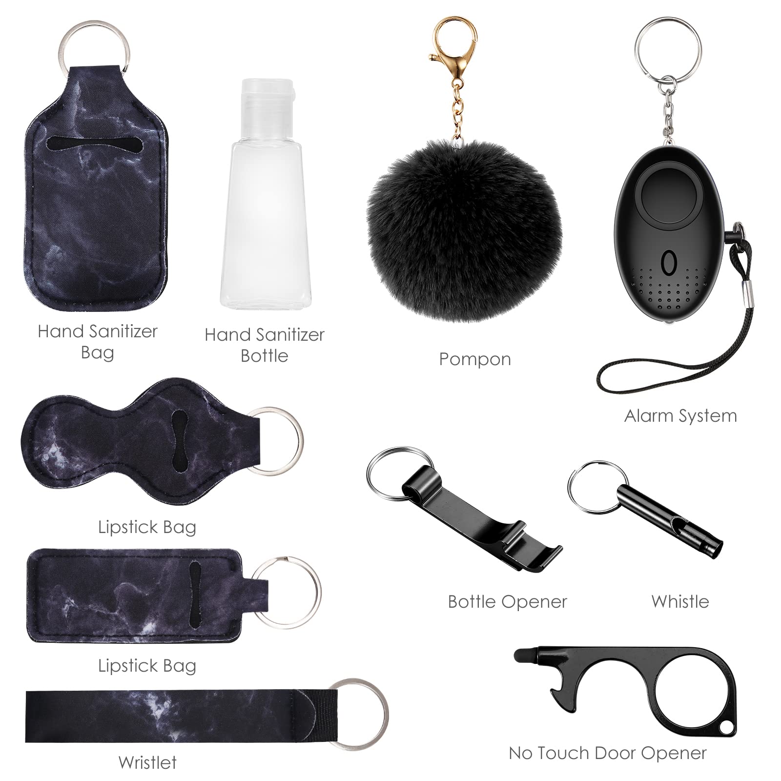 AMIR 10-Piece Safety Keychain Set for Women & Kids - Personal Alarm with Loud Sound for Emergency Protection - Perfect for Walking, Jogging, Night Commutes & Campus Safety