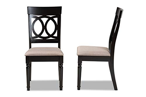 Modern & Contemporary 2-Piece Dining Chair Set - Sand Fabric Upholstery with Espresso Brown Wood Finish | Perfect for Kitchen, Dining Room & Small Space Decor