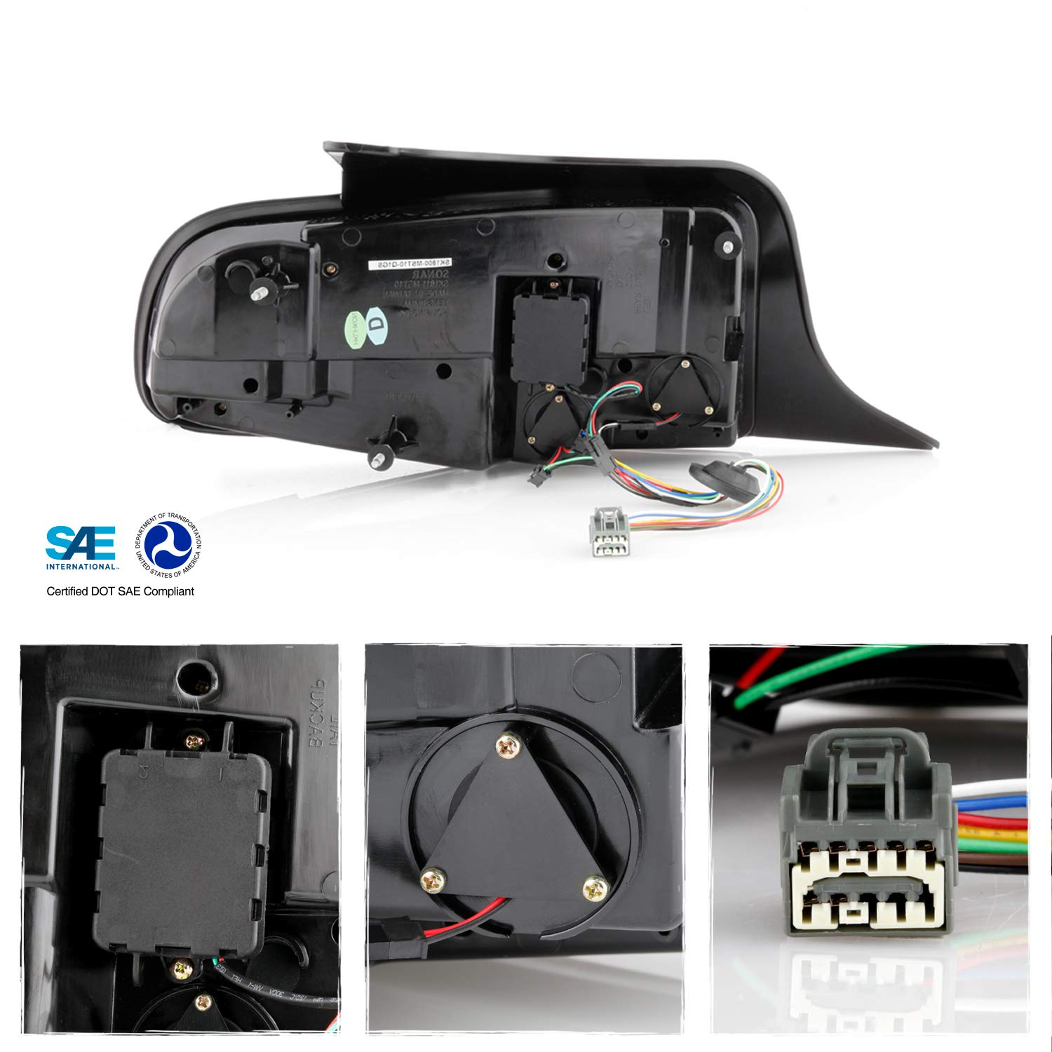 AKKON LED Sequential Turn Signal Tail Lights - Compatible with 2010-2012 Ford Mustang, Black Housing with Clear Tube, Pair (Left+Right) | Enhances Rear Visibility & Style for Night Driving & Car Shows