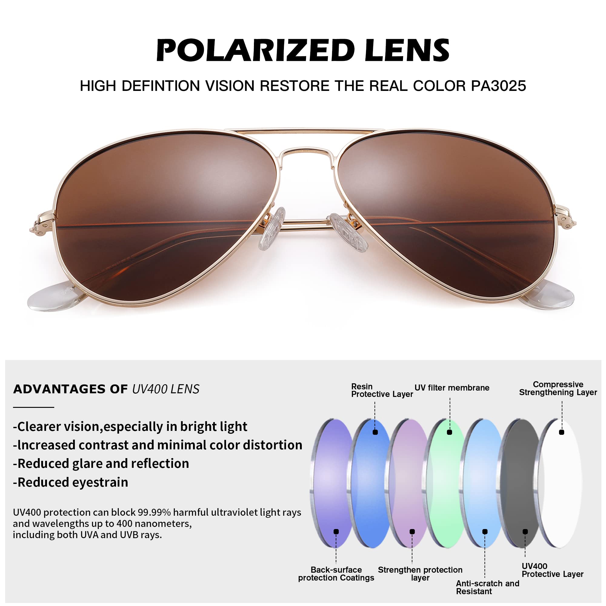 Pro Acme Aviator Sunglasses for Men & Women - Classic Polarized UV400 Protection - Perfect for Driving, Travel & Outdoor Activities