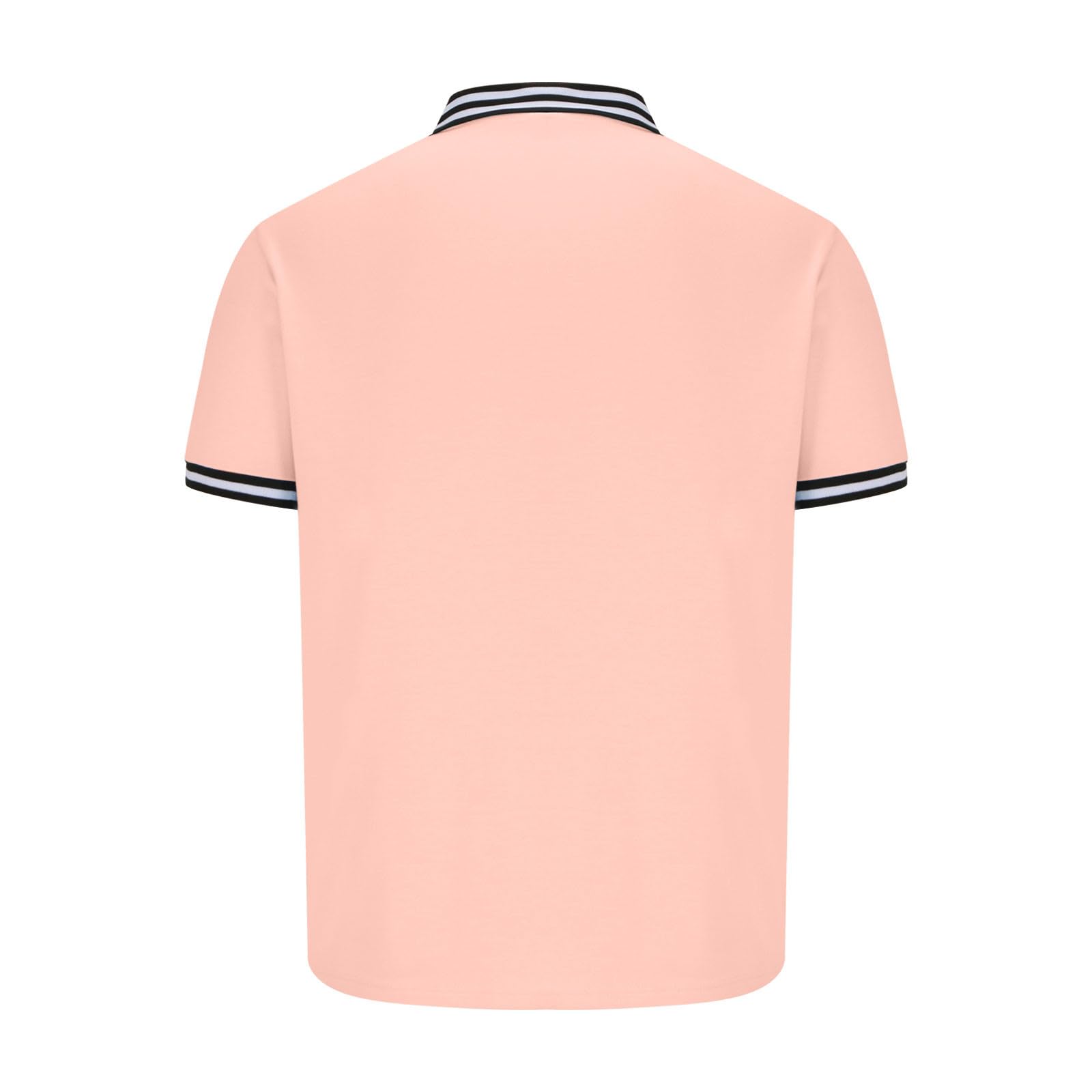 Men's Summer Polo Shirts - Short Sleeve Breathable Golf Shirts with Lapel & Striped Design - Casual Button Down Tops for Work & Outdoor Activities