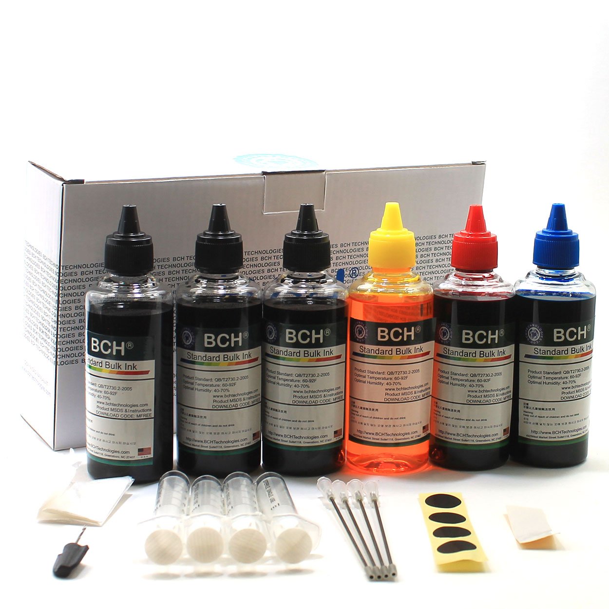 Bulk BCH Refill Ink Kit for Inkjet Printer Cartridges - 4 Colors & Triple Black (H Series) | Ideal for Home, Office & High-Volume Printing