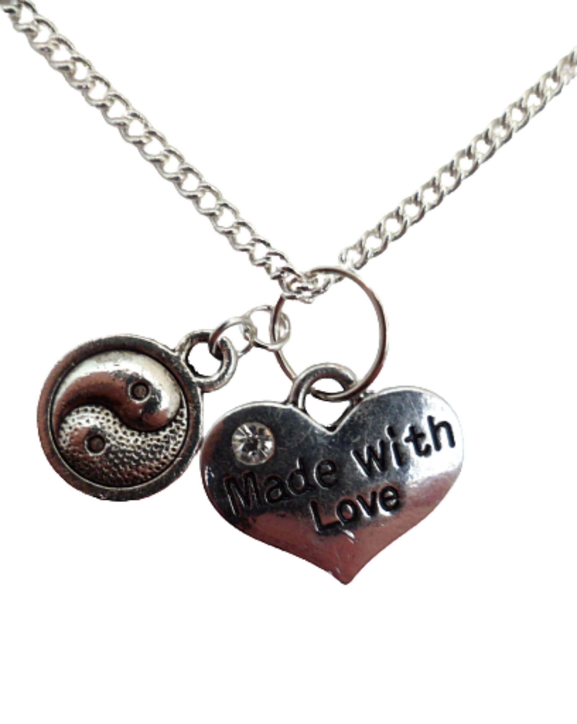 Silver Heart Yin Yang Necklace - Gift for Her & Spiritual Jewelry
