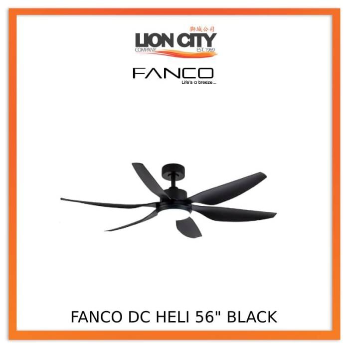 Fanco Heli 56 DC Ceiling Fan with Remote Control - Ultra Quiet, Energy Efficient Modern Ceiling Fan for Bedroom, Living Room & Office - Perfect for Home Cooling and Air Circulation