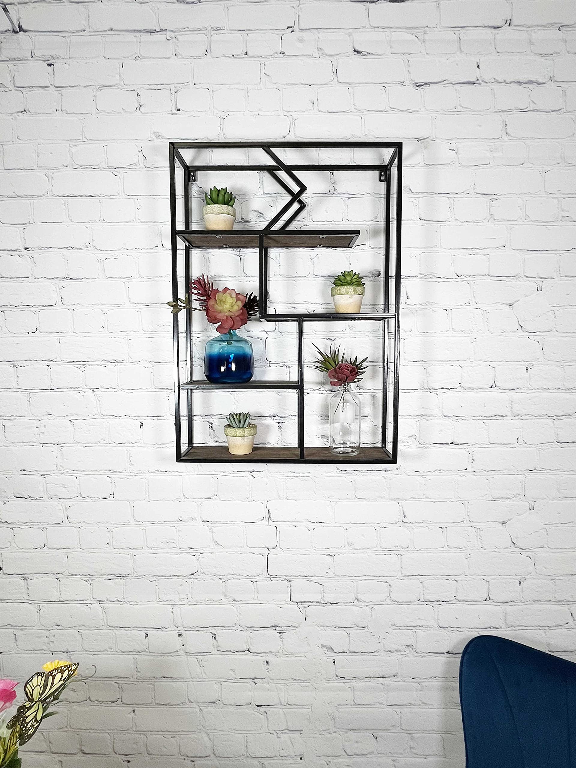 4 Tier Floating Wall Shelves - Rustic Wood Farmhouse Decor for Living Room, Bedroom & Kitchen | Wall Mounted Storage Organizer for Books, Plants & Home Decor | Admired by Nature
