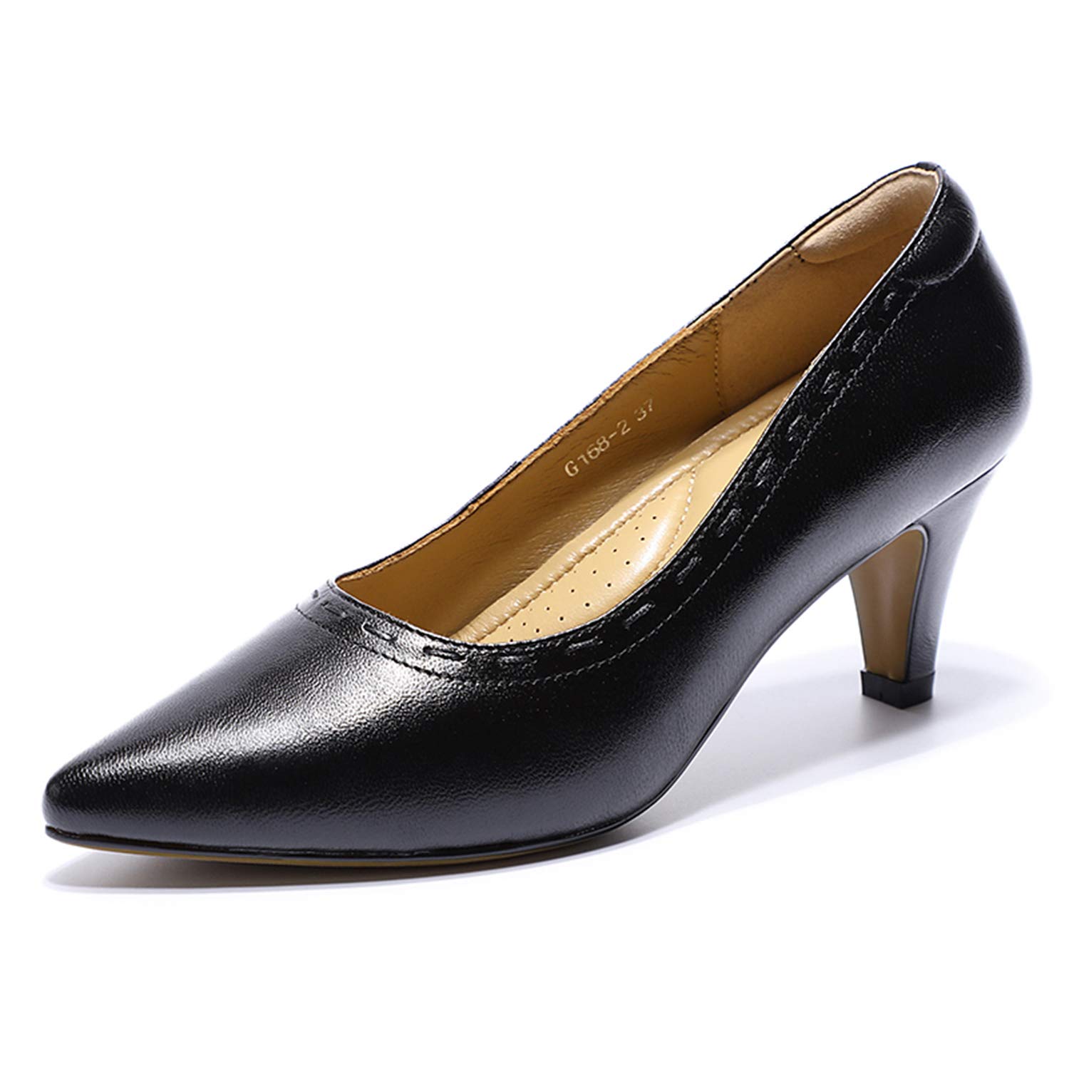**Mona Flying Leather Retro Pointed Toe Pumps for Women - Kitten Heels Dressy Casual Shoes for Work, Parties & Everyday Wear**