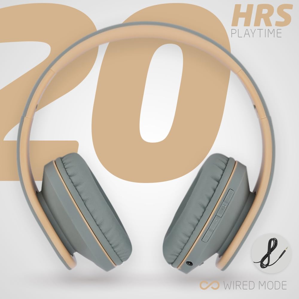 PowerLocus Bluetooth Over-Ear Headphones with Microphone, Wireless Foldable Headset, Memory Foam Earmuffs, Lightweight Design, Micro SD/TF Slot & FM Radio - Compatible with iPhone, Android, Tablet, PC, TV - Perfect for Workouts, Commuting & Home Entertainment