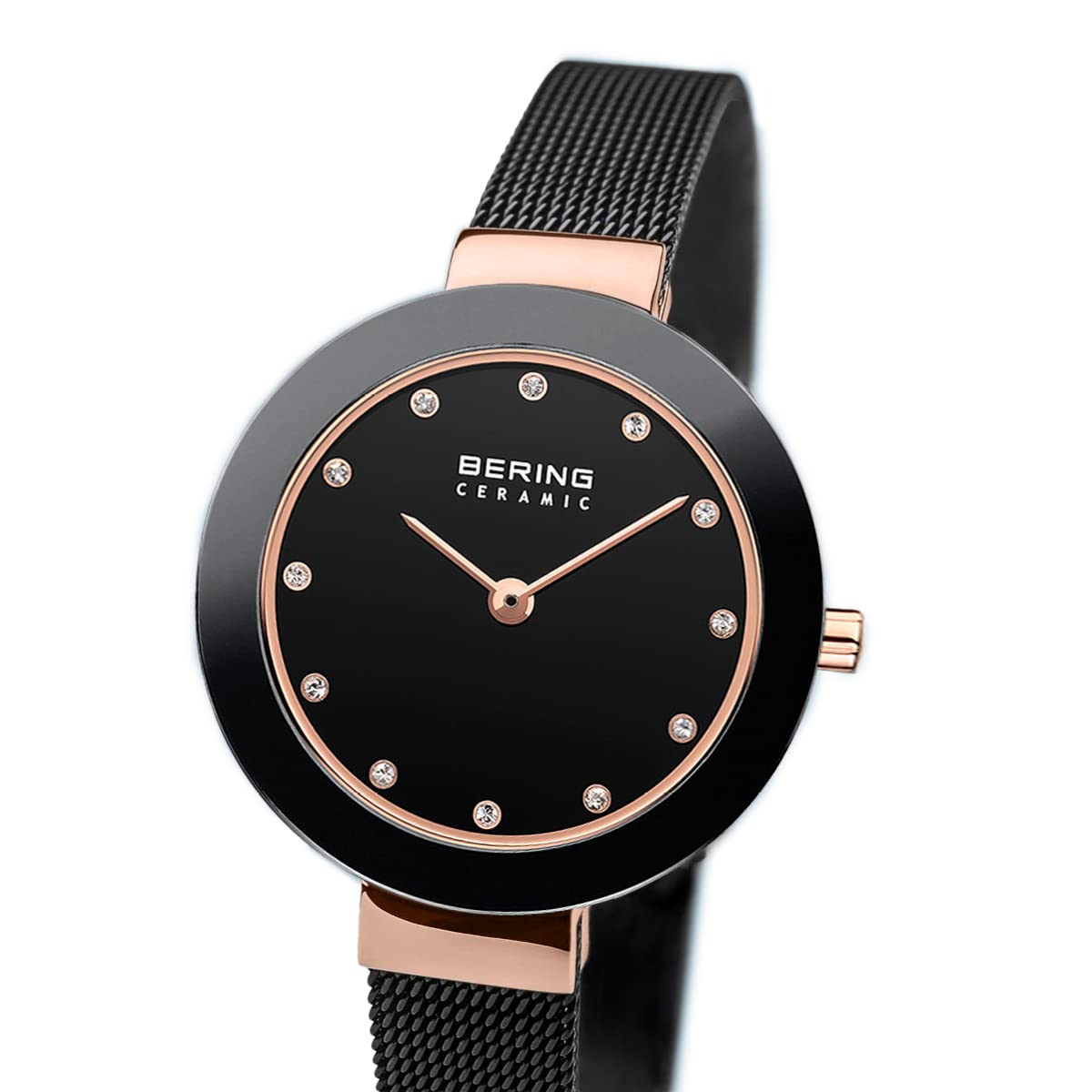 BERING Women's Ceramic Watch with Quartz Movement, Stainless Steel Case & Sapphire Crystal Glass - Elegant Timepiece for Office, Party & Everyday Wear