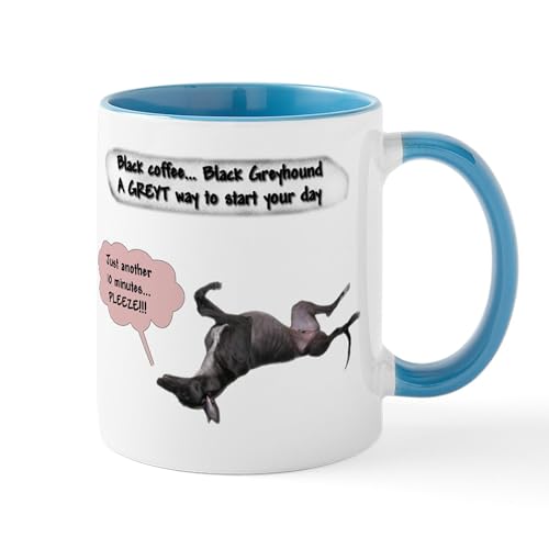 White/Blue Inside - Black Coffee Black Snoozin' Greyhound Mug