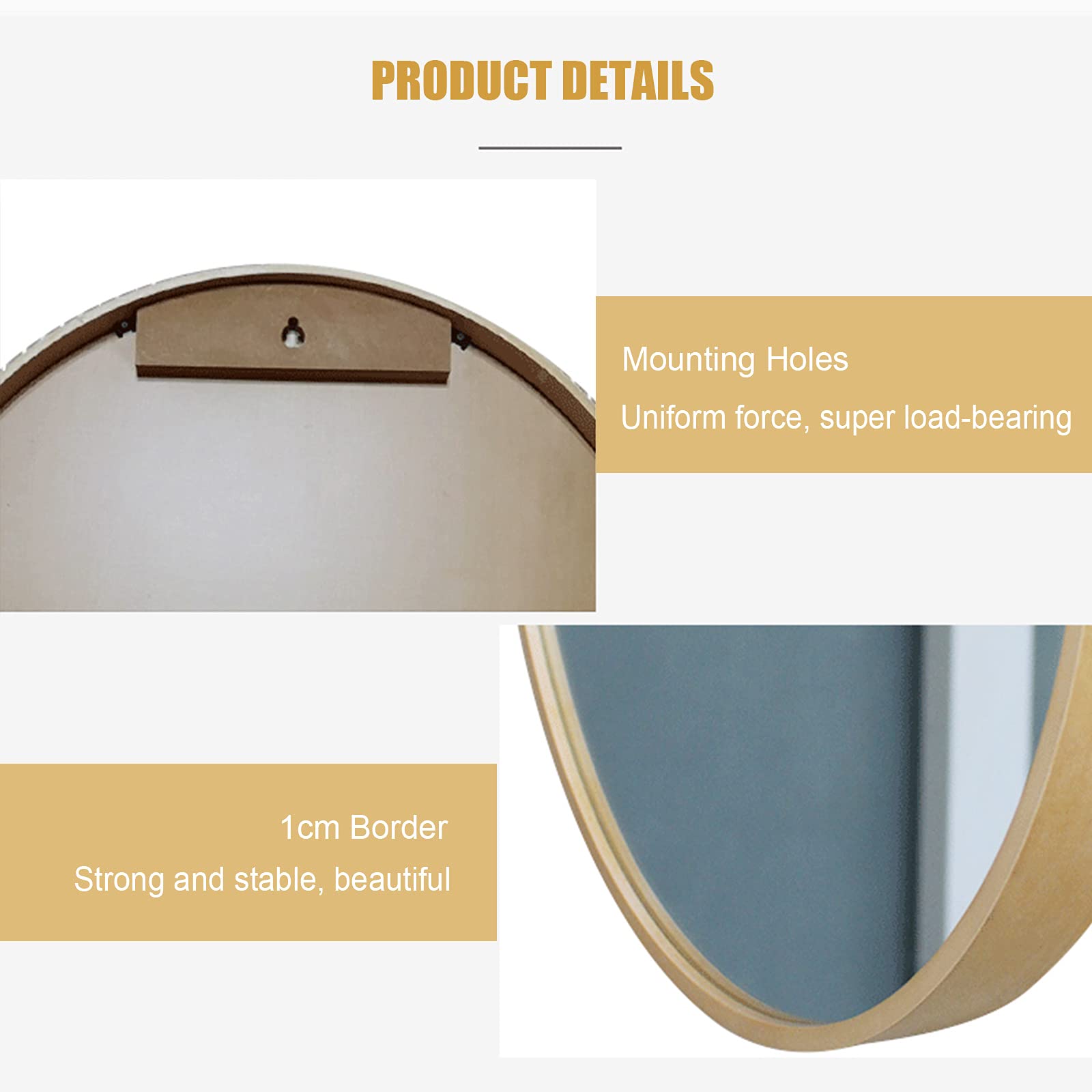 Walnut Wood Frame Round Mirror - Elegant Wall Decor for Bathroom, Entryway & Bedroom | Circle Wall-Mounted Mirror for Home Decor & Vanity Use