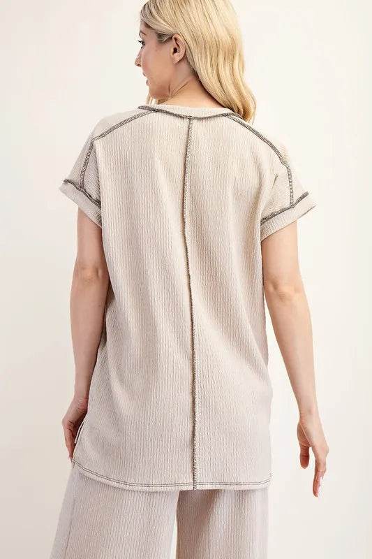 Celeste Plus Size Relaxed Fit Textured Short Sleeve Top for Women | Comfortable Casual Blouse for Everyday Wear, Office & Outings