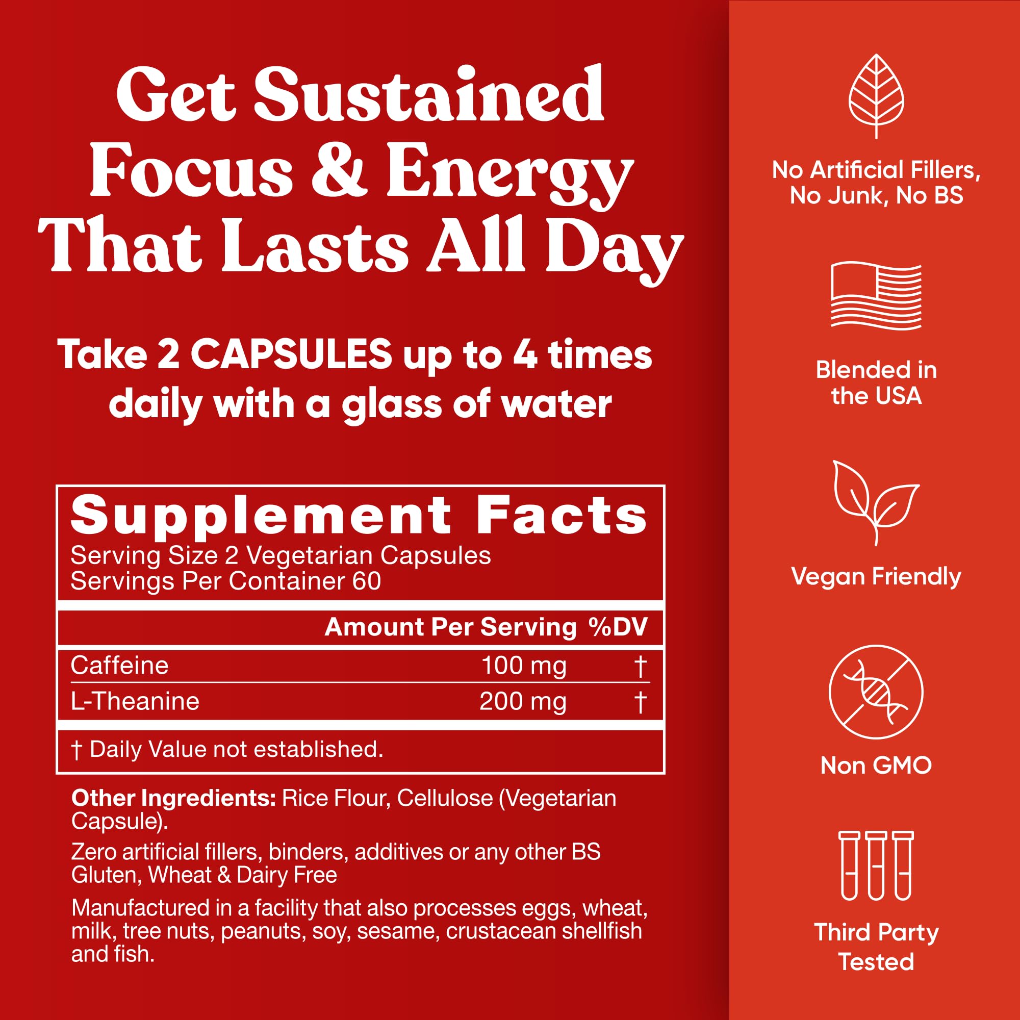 Elite Caffeine Pills with L-Theanine - 120 Soft Capsules for Jitter-Free Focus & Mental Clarity | Natural Nootropic Supplement for Cognitive Performance | Ideal for Studying, Workouts & Long Work Hours