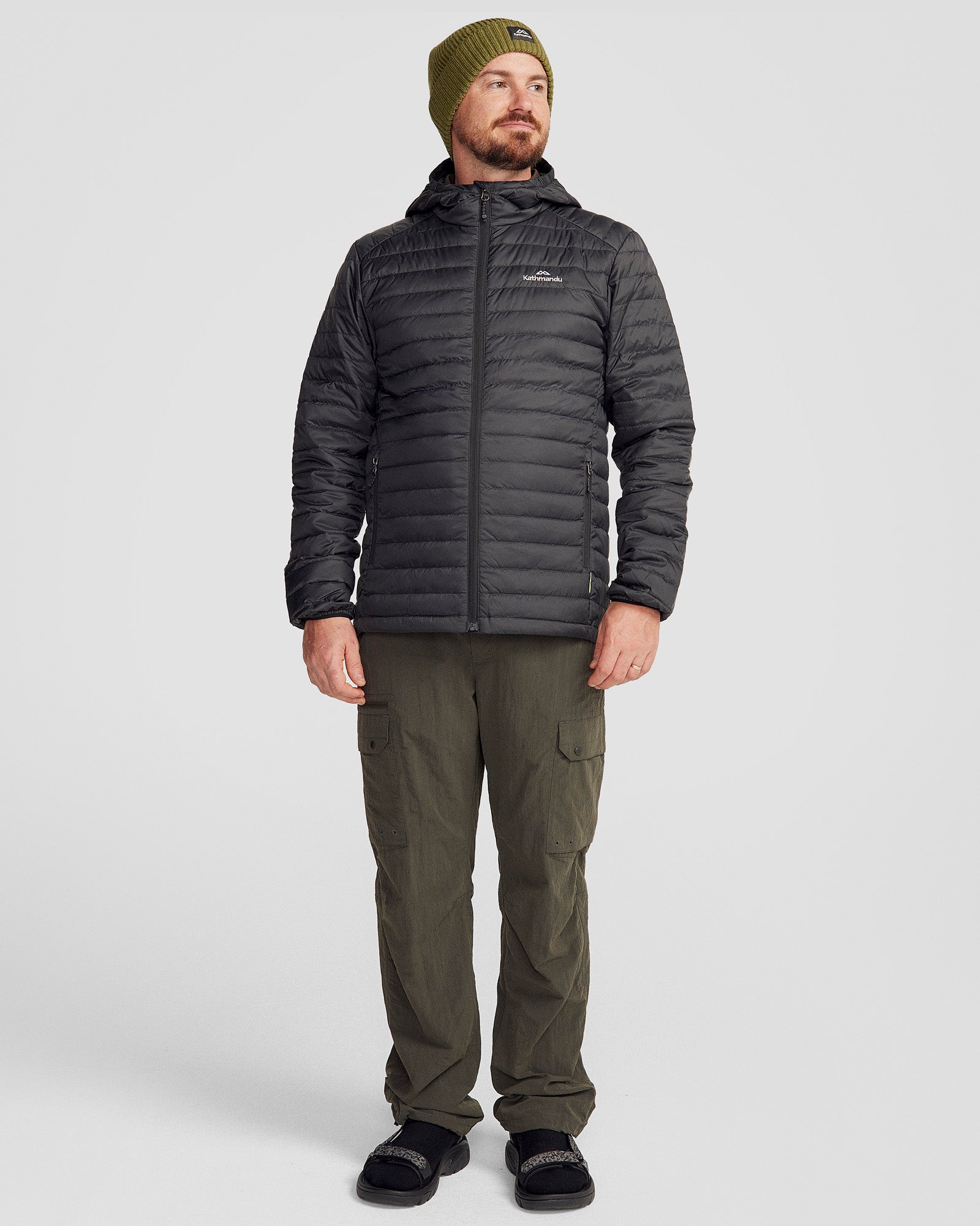 Men's Heli Hooded Down Jacket - Lightweight Warm Winter Coat, Waterproof Windproof Puffer Jacket for Outdoor Activities - Black